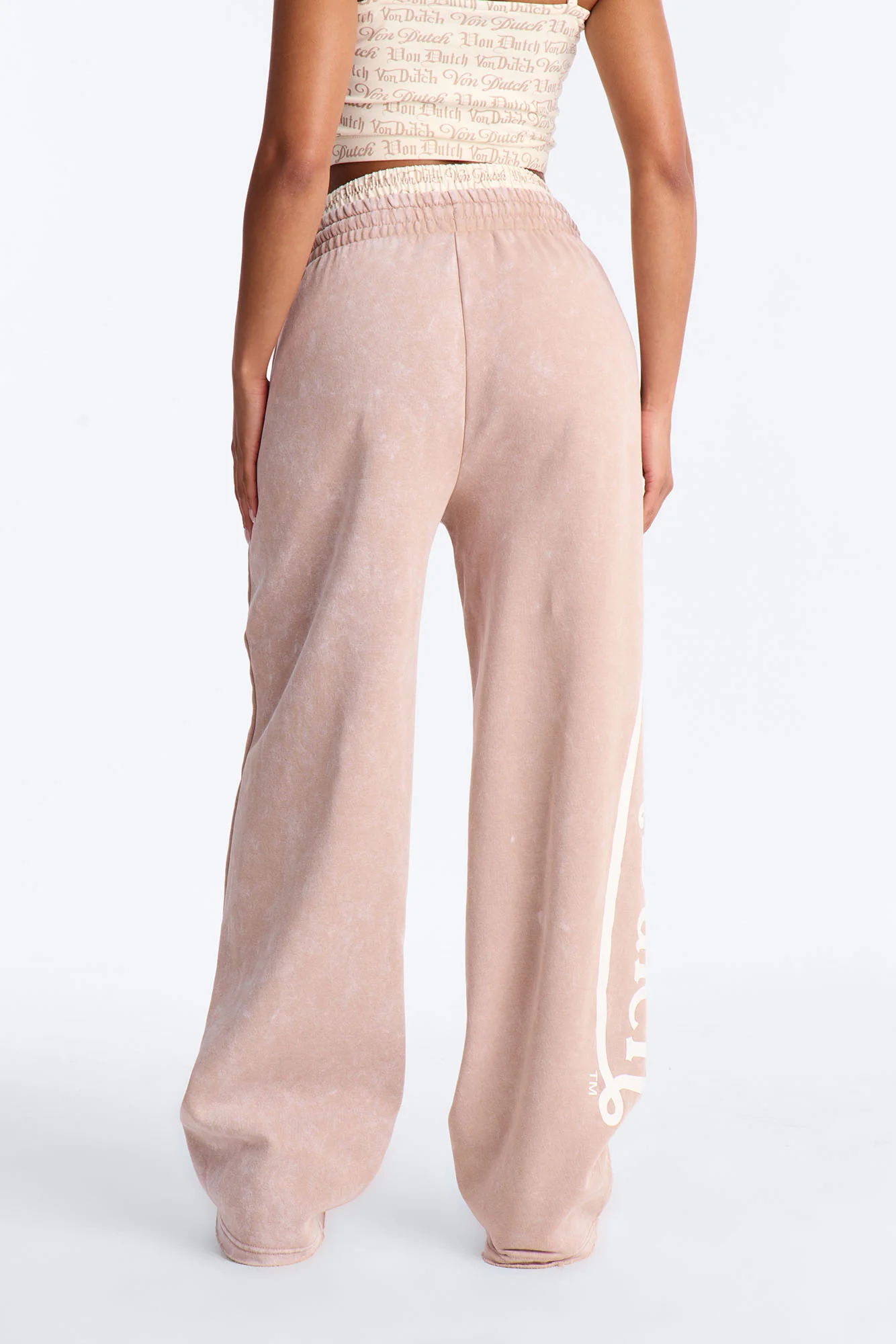 Von Dutch Wide Leg Washed Pant - Taupe - Image 4