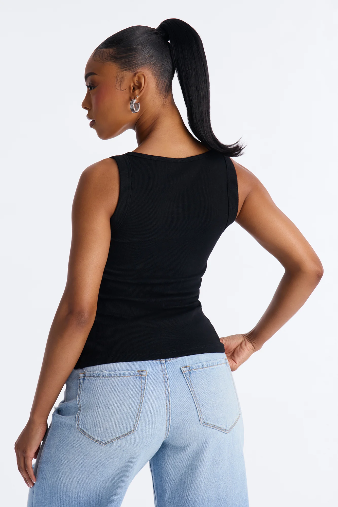 Von Dutch x Betty Boop Cherry Lips Ribbed Tank Top - Black - Image 4