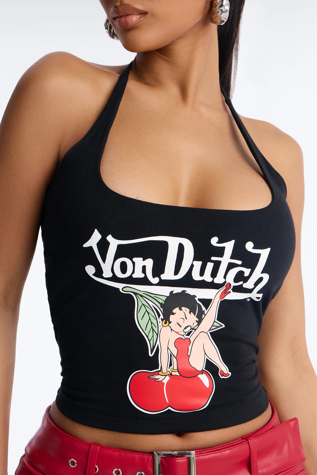 Von Dutch x Betty Boop Cherry On Top Halter Top - Black - Image 3