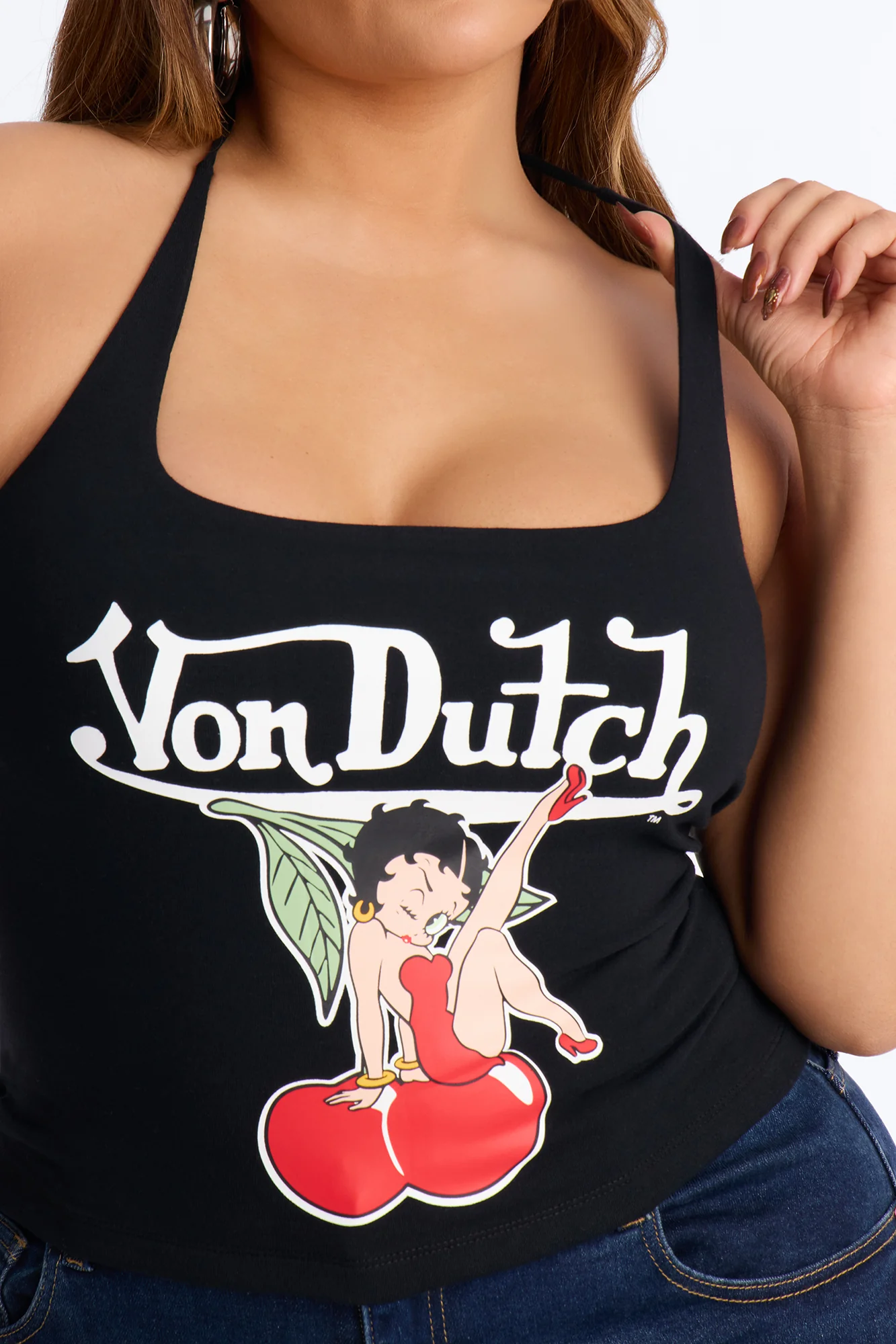 Von Dutch x Betty Boop Cherry On Top Halter Top - Black - Image 7
