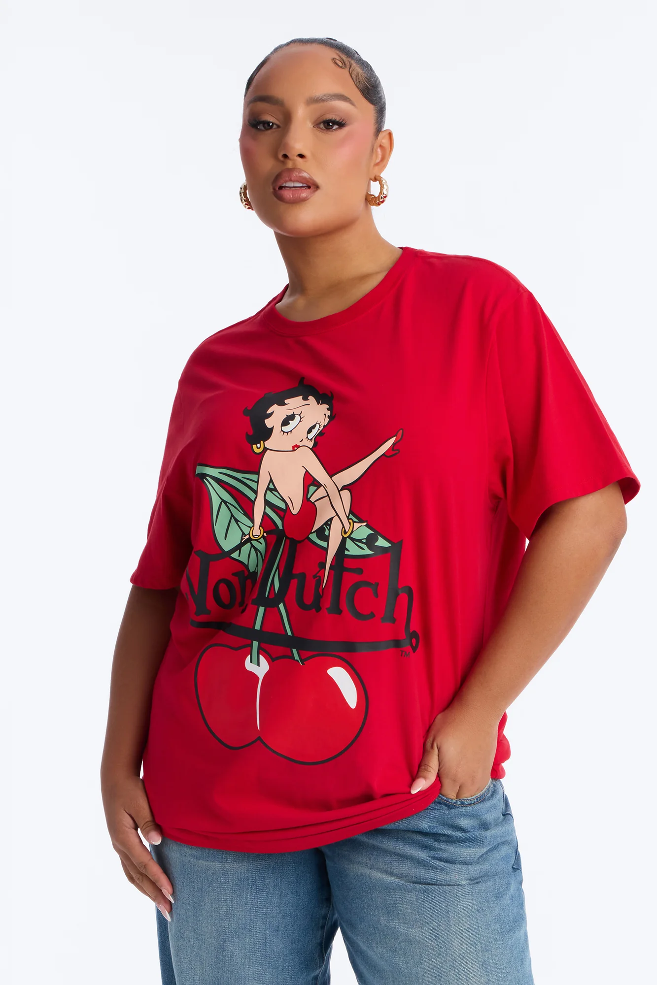 Von Dutch x Betty Boop Cherry Pop Baby Tee - Red - Image 6