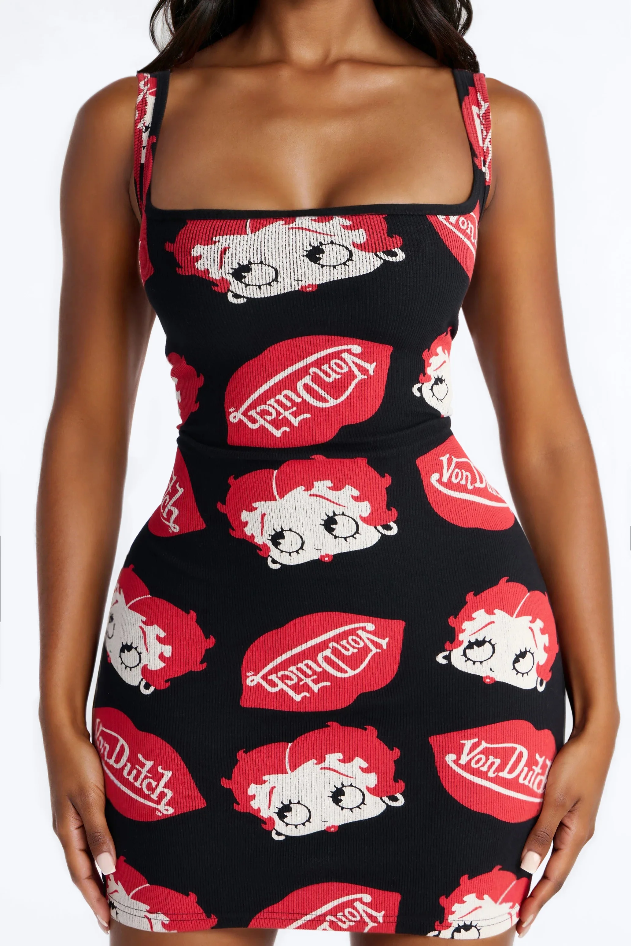Von Dutch x Betty Boop Flirty Lips Mini Dress - Black/Red - Image 3