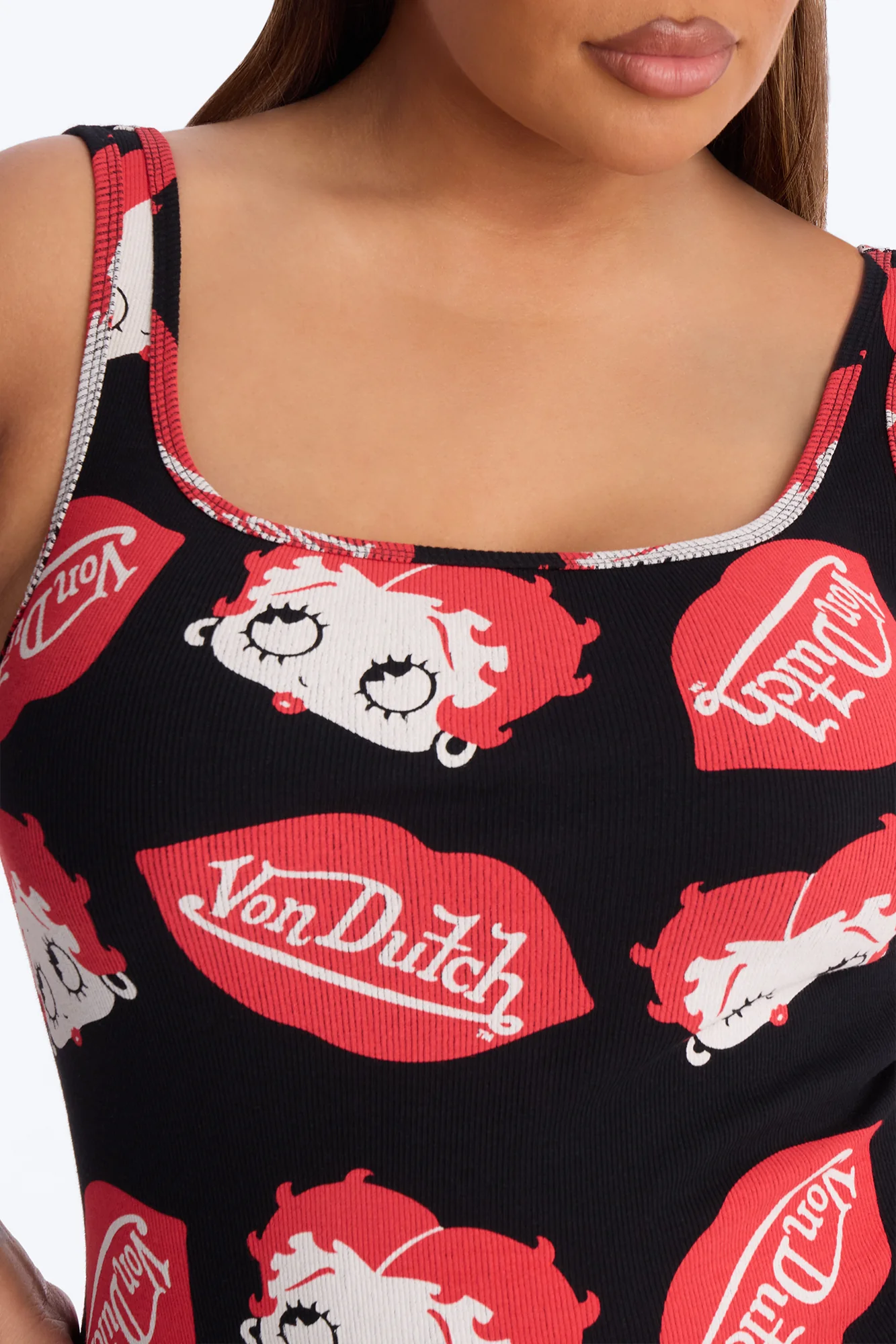 Von Dutch x Betty Boop Flirty Lips Mini Dress - Black/Red - Image 7