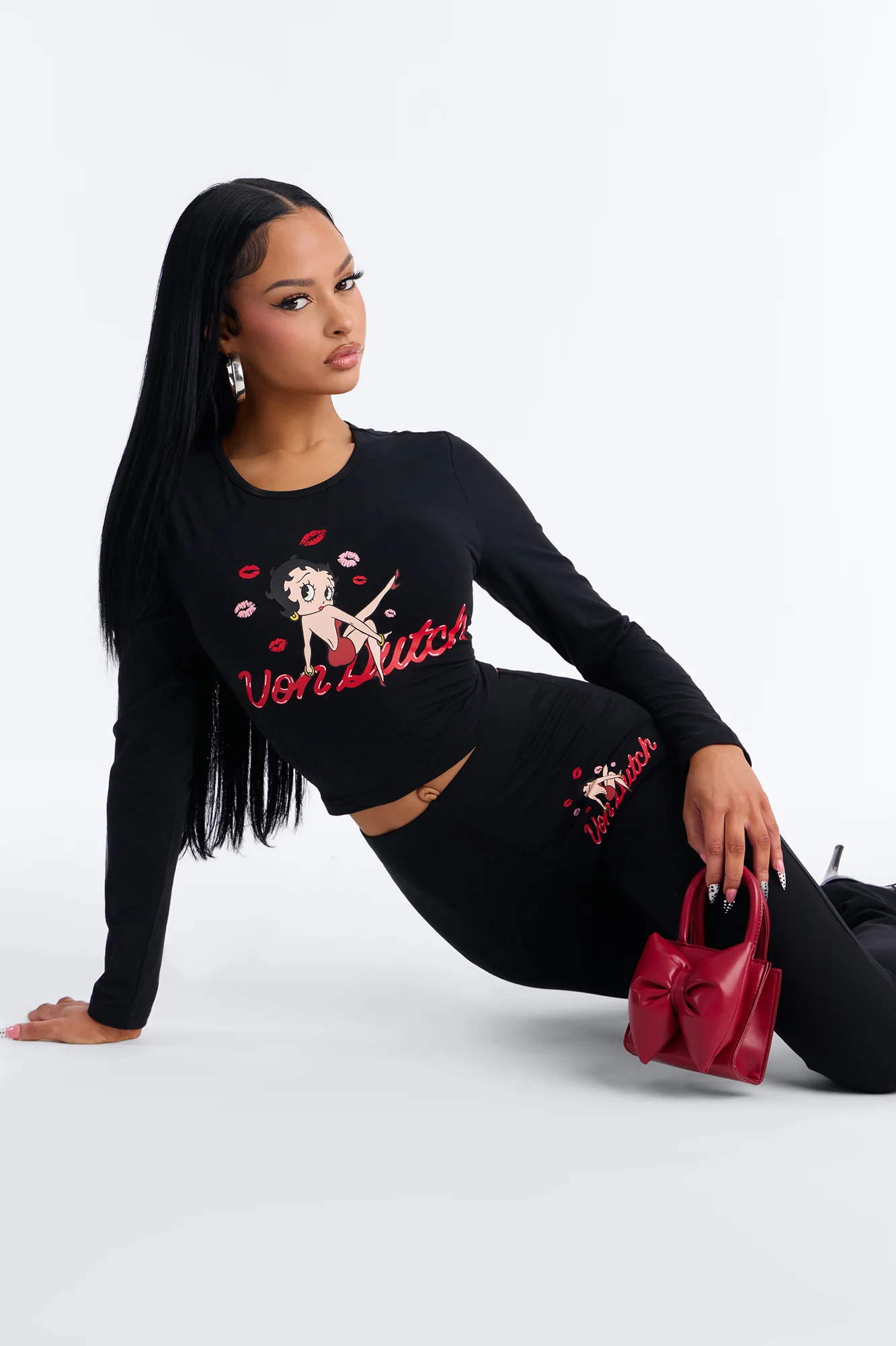 Von Dutch x Betty Boop Love Bite Flared Leggings - Black - Image 3