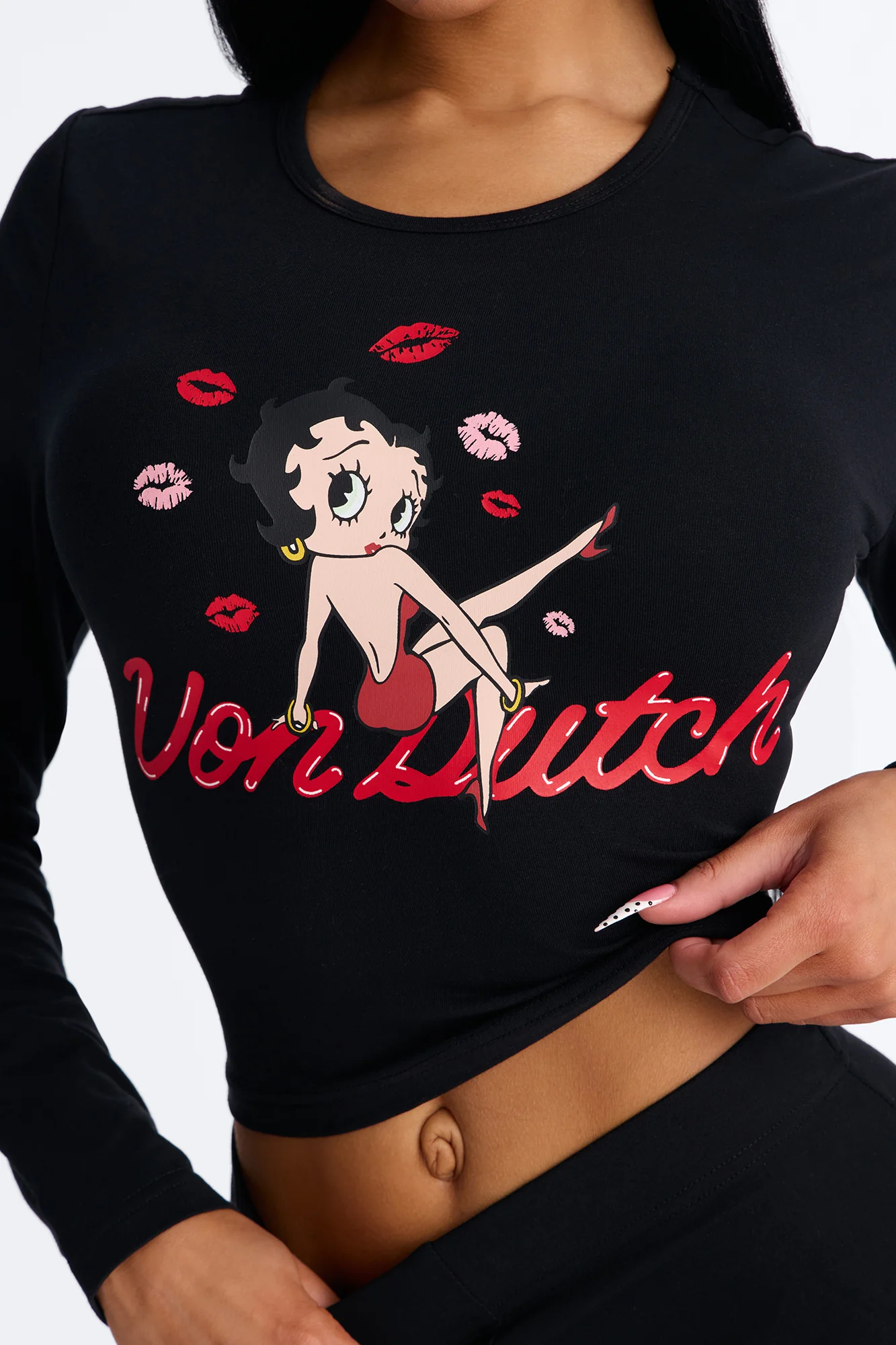 Von Dutch x Betty Boop Love Bite Long Sleeve Baby Tee - Black - Image 3