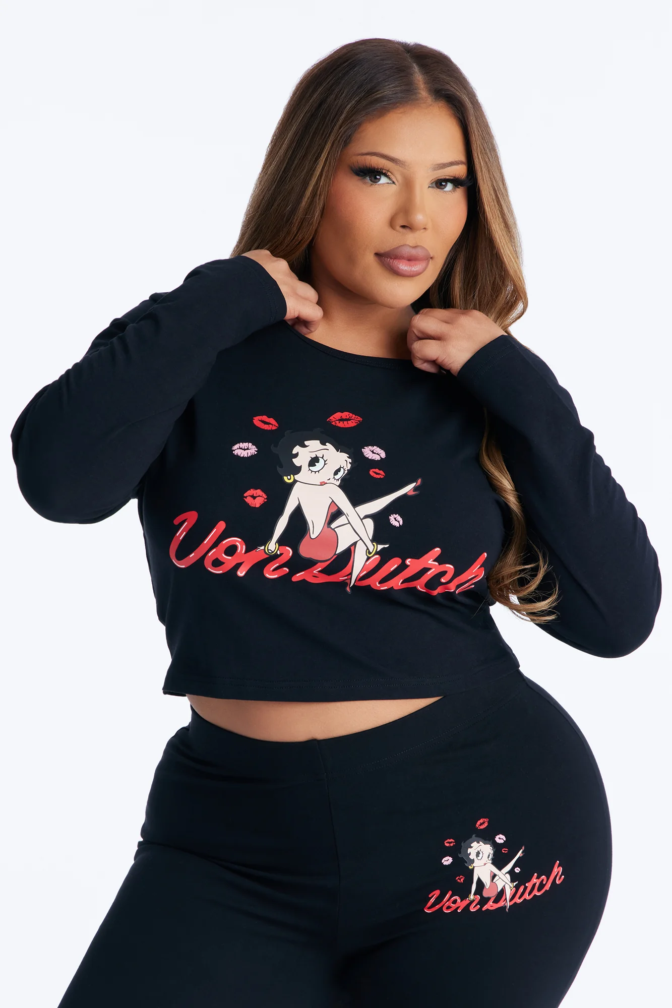 Von Dutch x Betty Boop Love Bite Long Sleeve Baby Tee - Black - Image 5