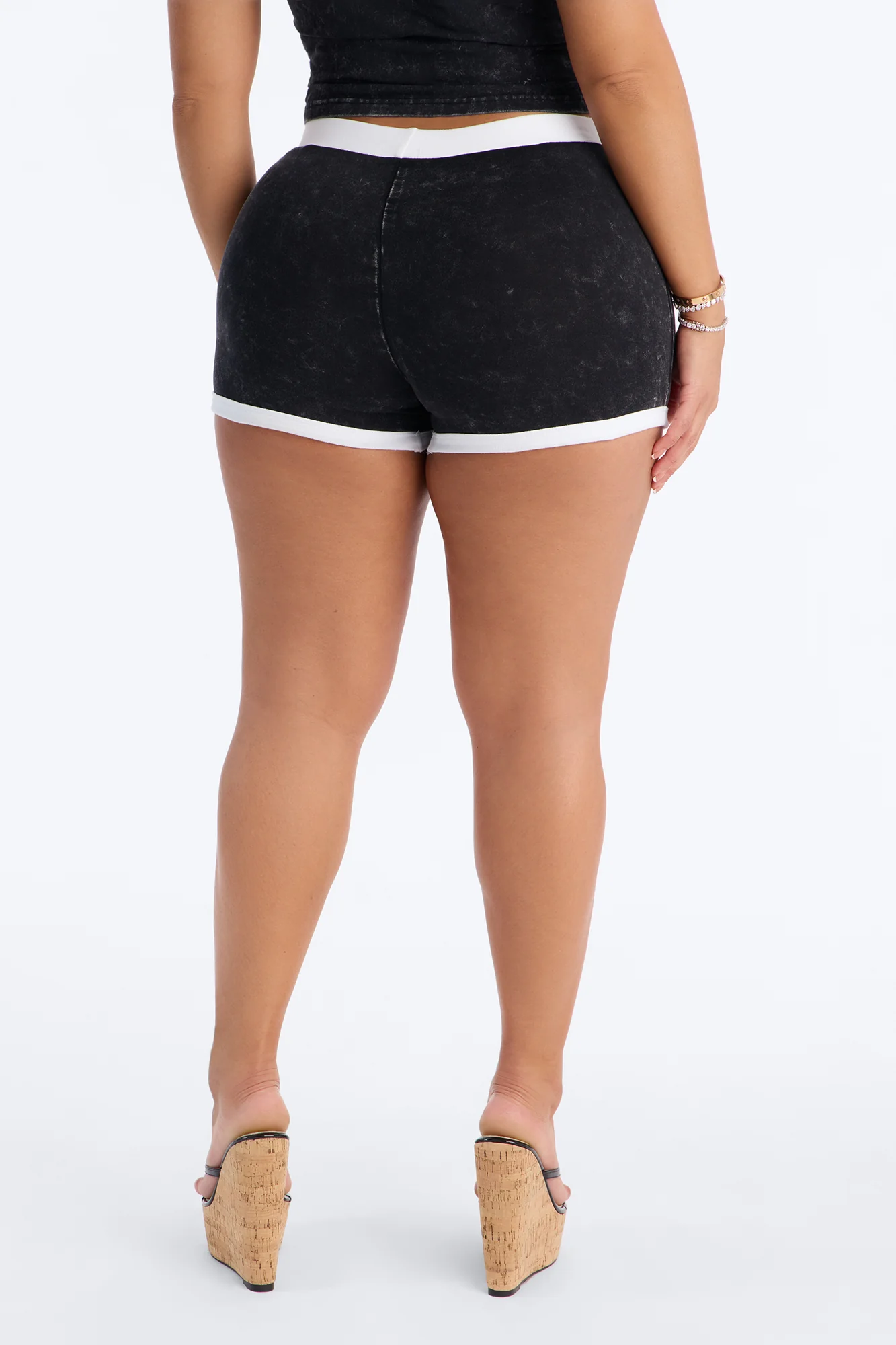 Von Dutch x Betty Boop Lucious Lips Washed Micro Shorts - Black Wash - Image 3