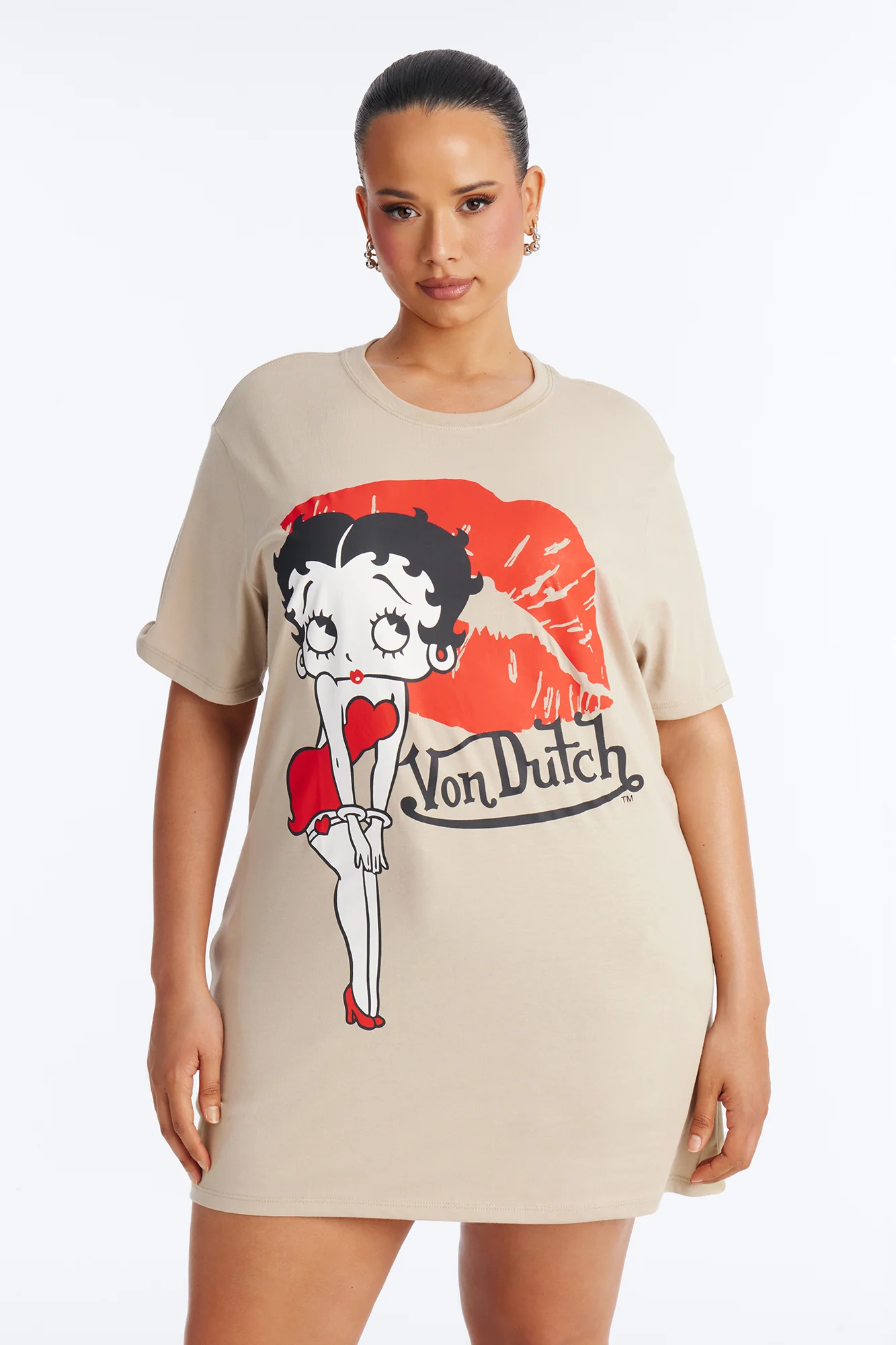 Von Dutch x Betty Boop Pucker Up Tee - Taupe - Image 6