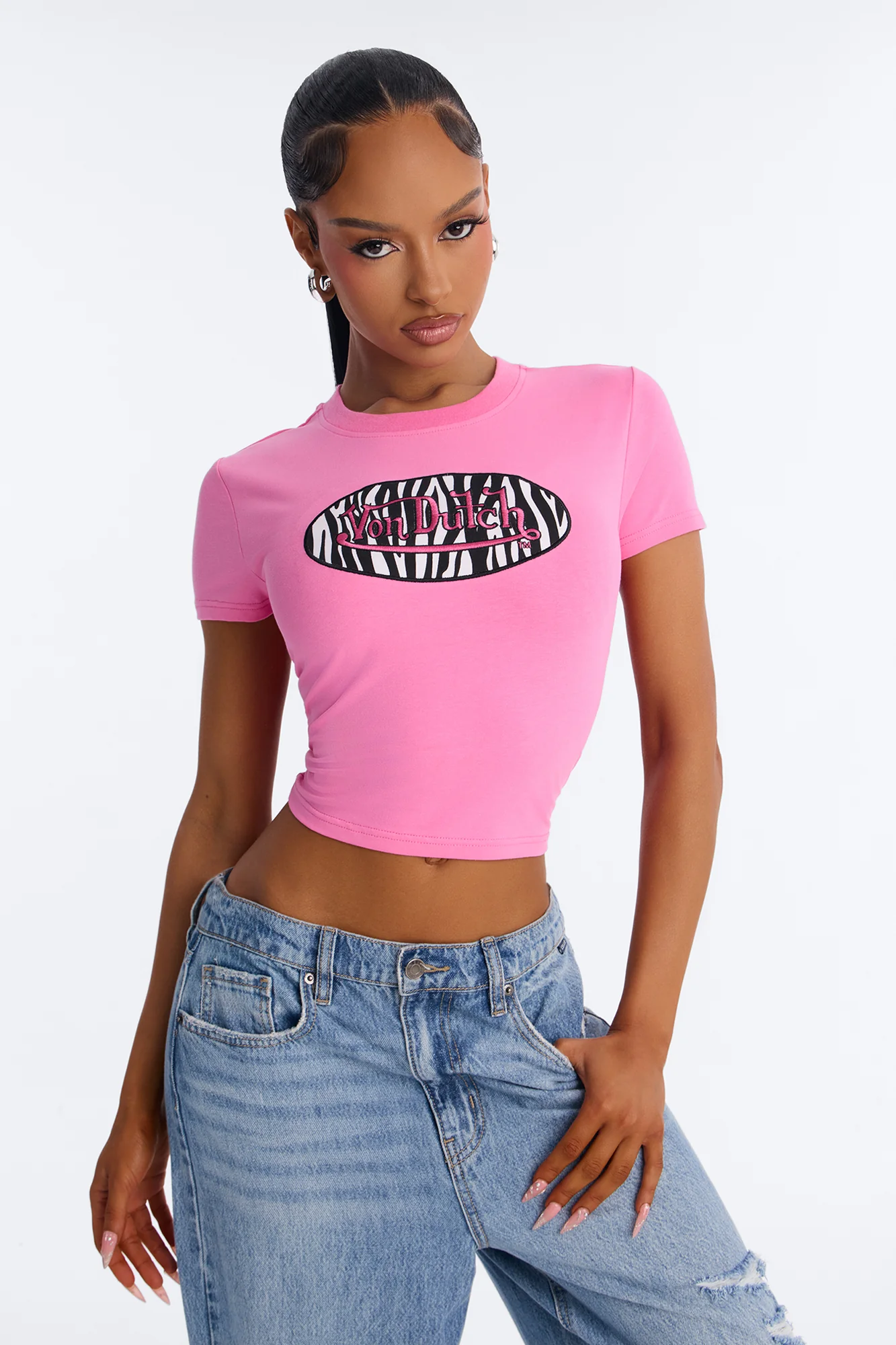 Von Dutch Zebra Baby Tee - Hot Pink