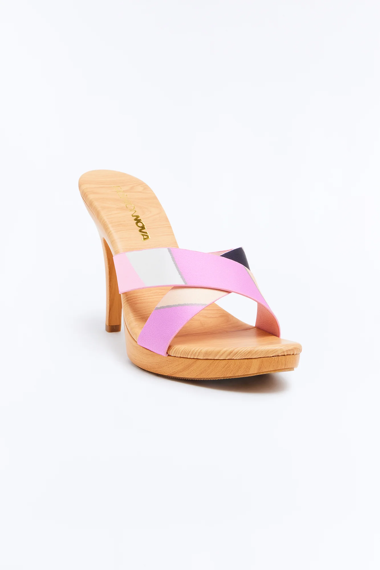 Voyage Wood Platform Heels - Pink/combo - Image 2
