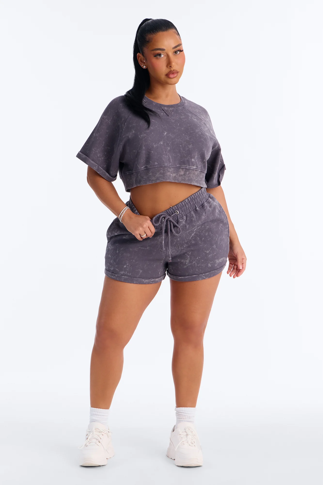 Wait For It Washed Sweatshorts - Charcoal