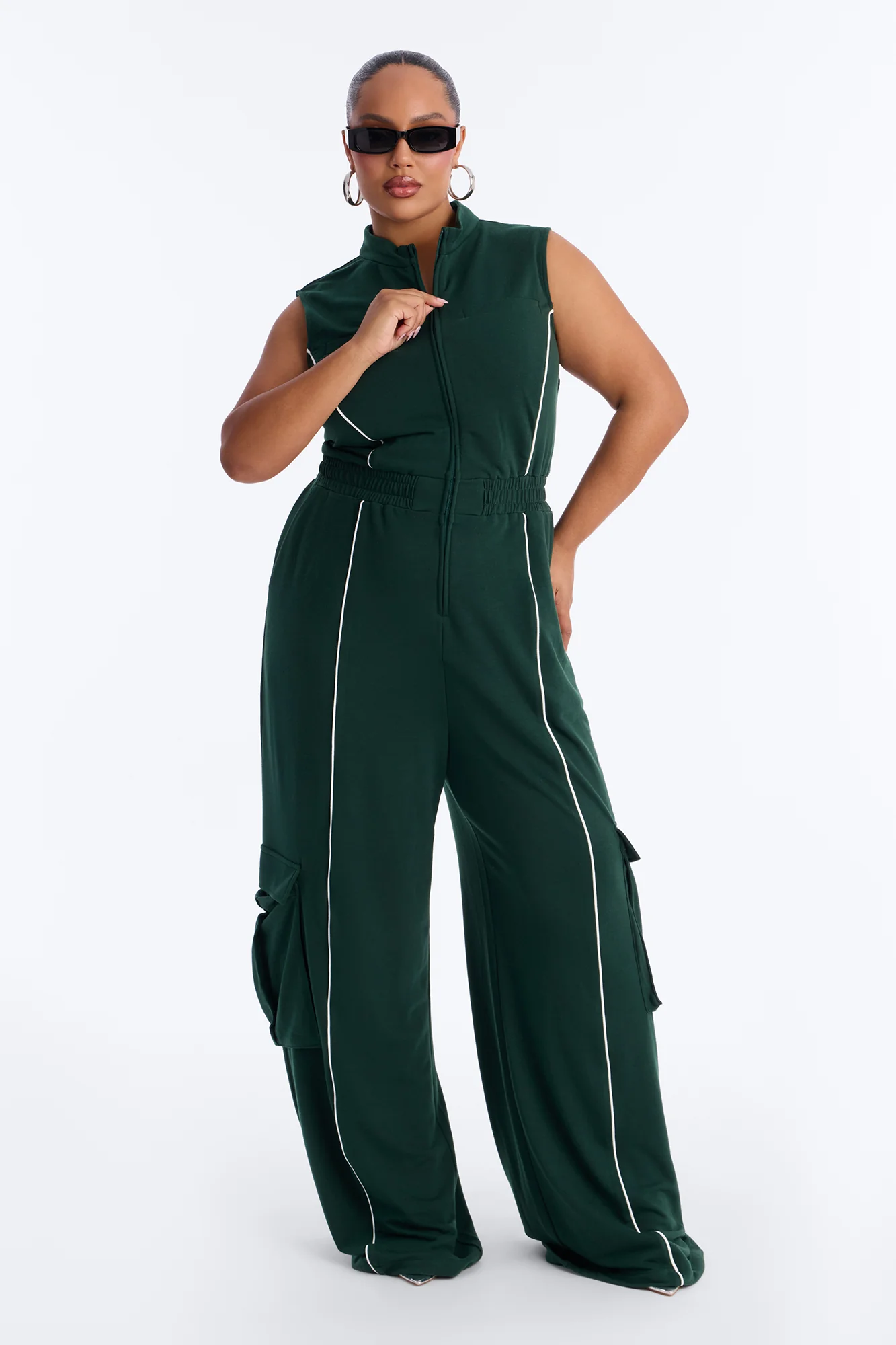 Walk And Talk Wide Leg Jumpsuit - Green - Image 5