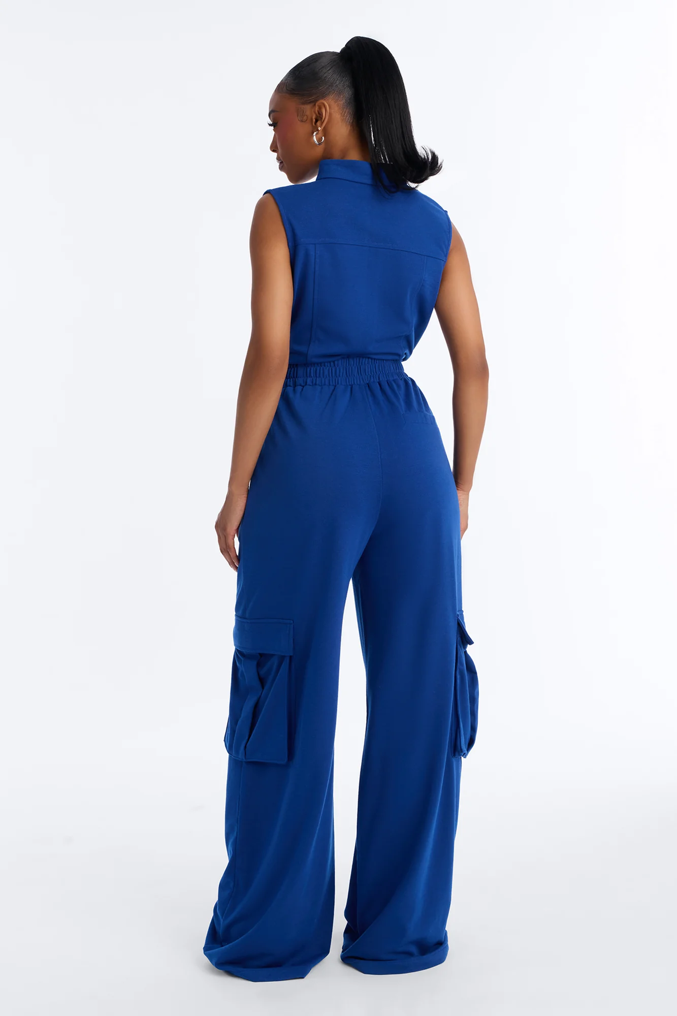 Walk And Talk Wide Leg Jumpsuit - Navy - Image 4