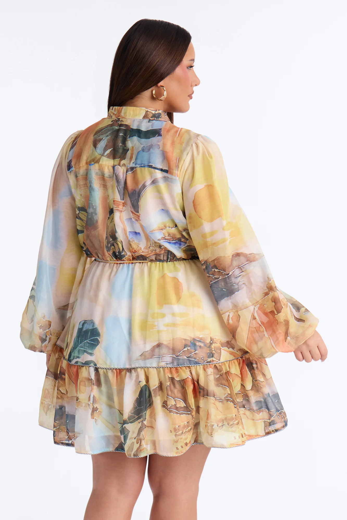 Walks Through Rome Chiffon Mini Dress - Yellow/combo - Image 8