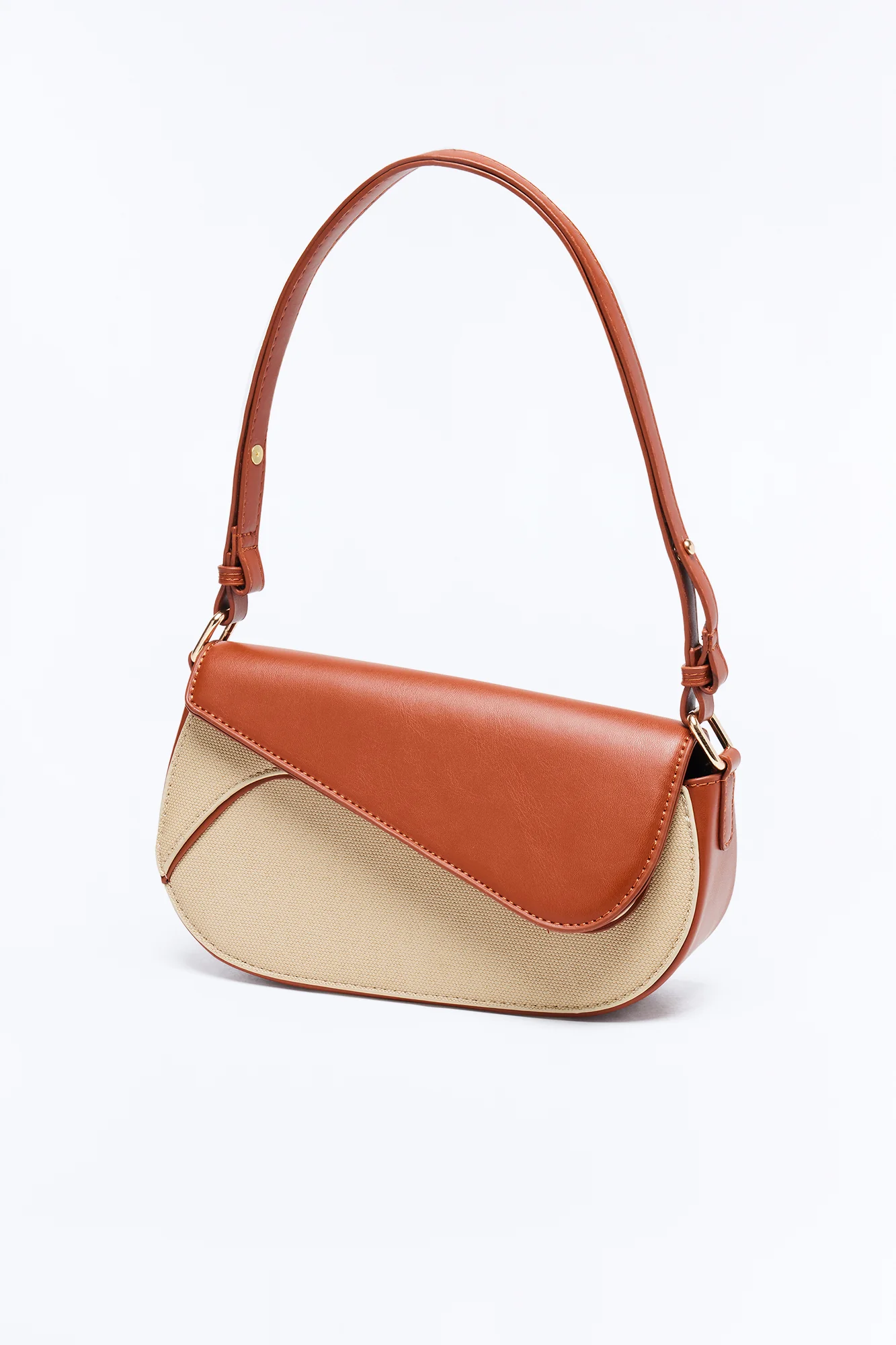 Wall Street Walk Faux Leather Shoulder Handbag - Brown/combo - Image 4
