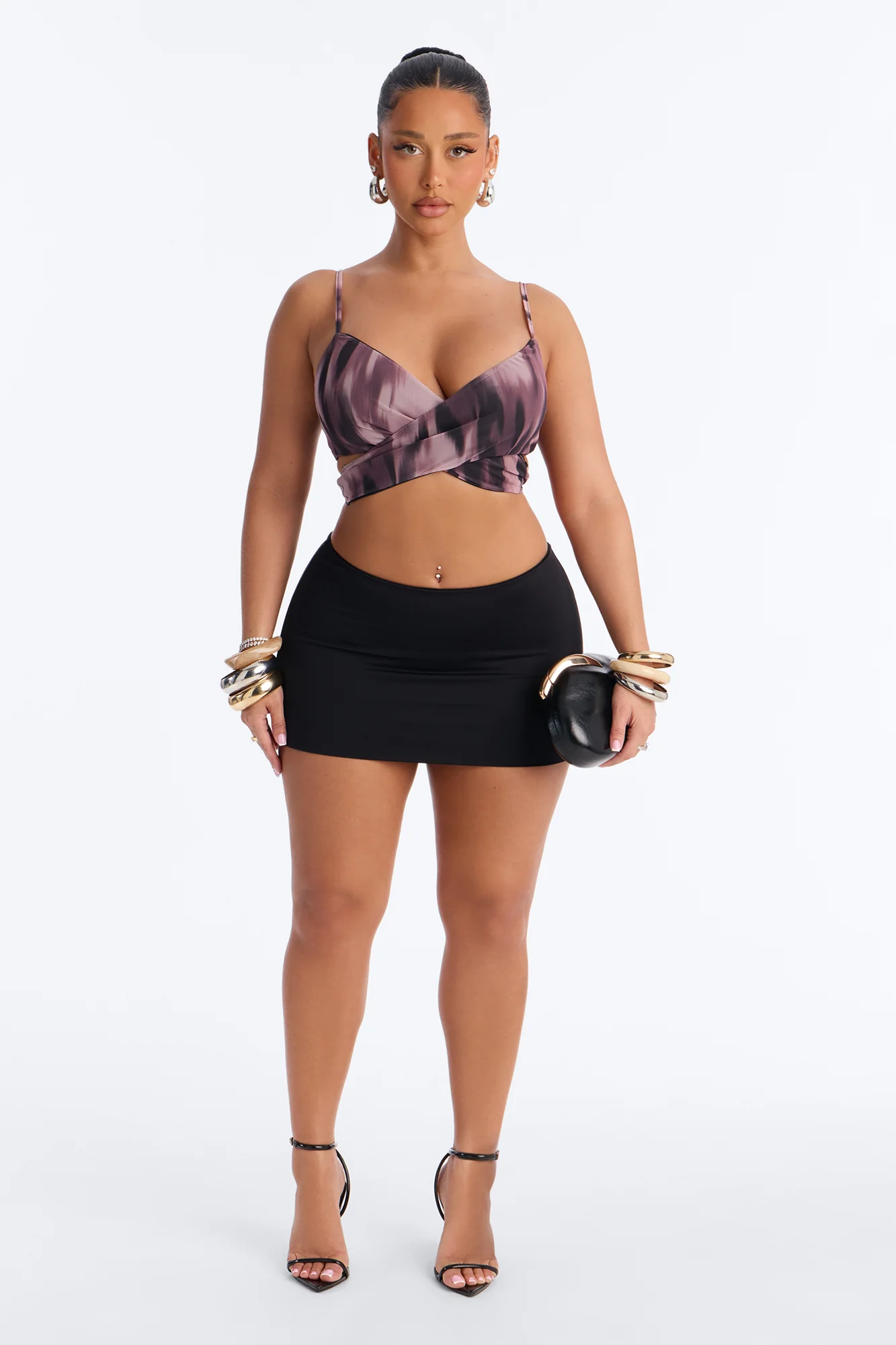 Wanderlust Mesh Tie Cropped Tank Top - Purple/combo - Image 2
