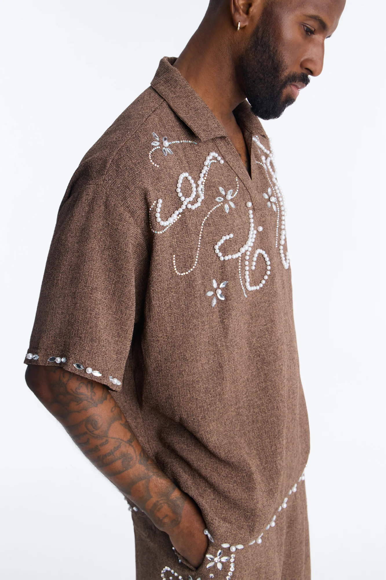 Wanderlust Pearl Journey Johnny Collar Polo - Brown - Image 3