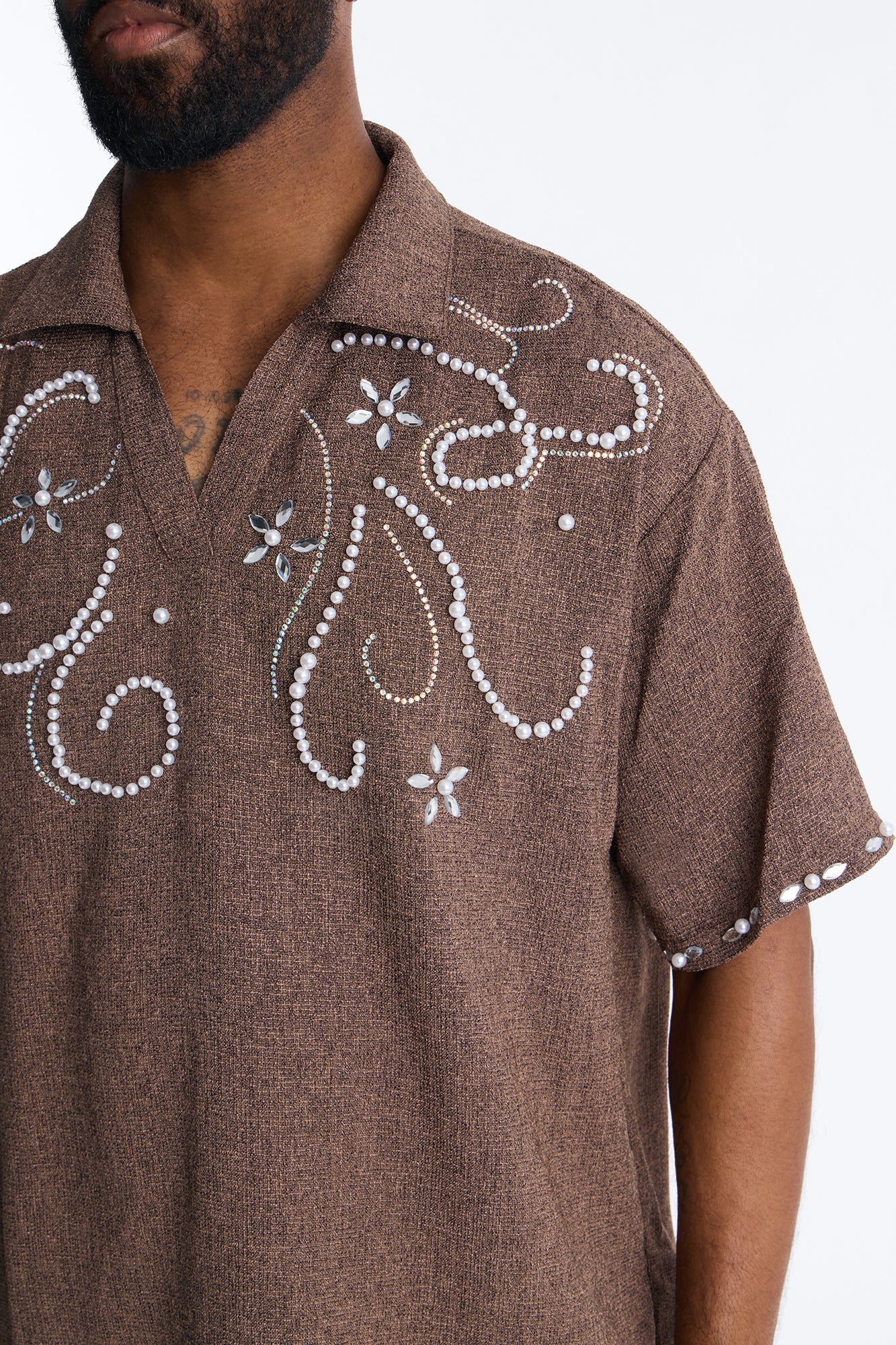 Wanderlust Pearl Journey Johnny Collar Polo - Brown - Image 4