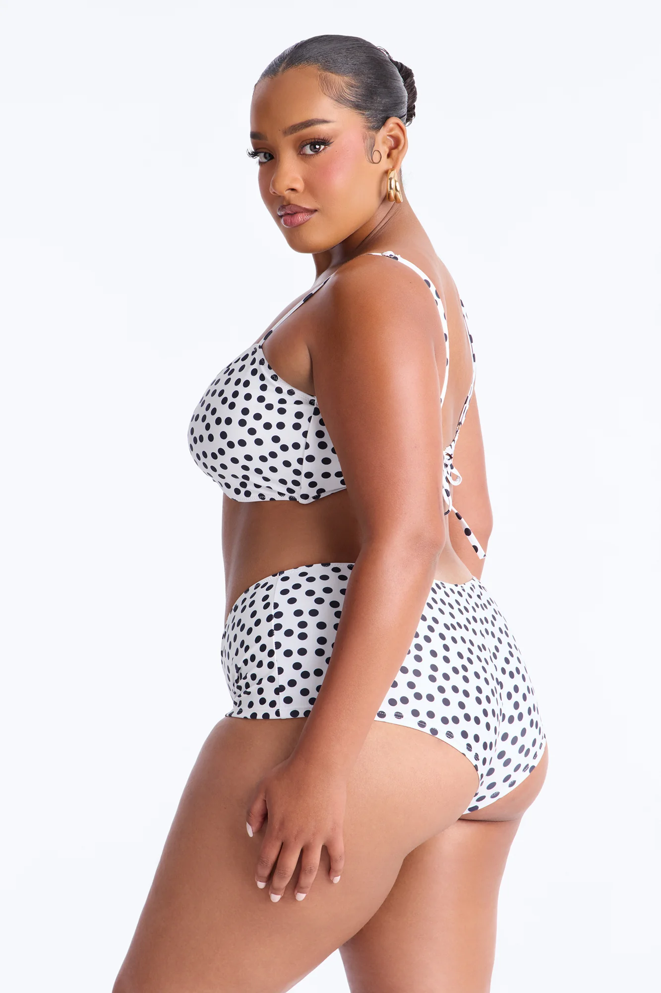 Warm Vacay Sheer Flare Sleeve Front Tie Boyshort 3 Piece Bikini Set - White/Black - Image 10
