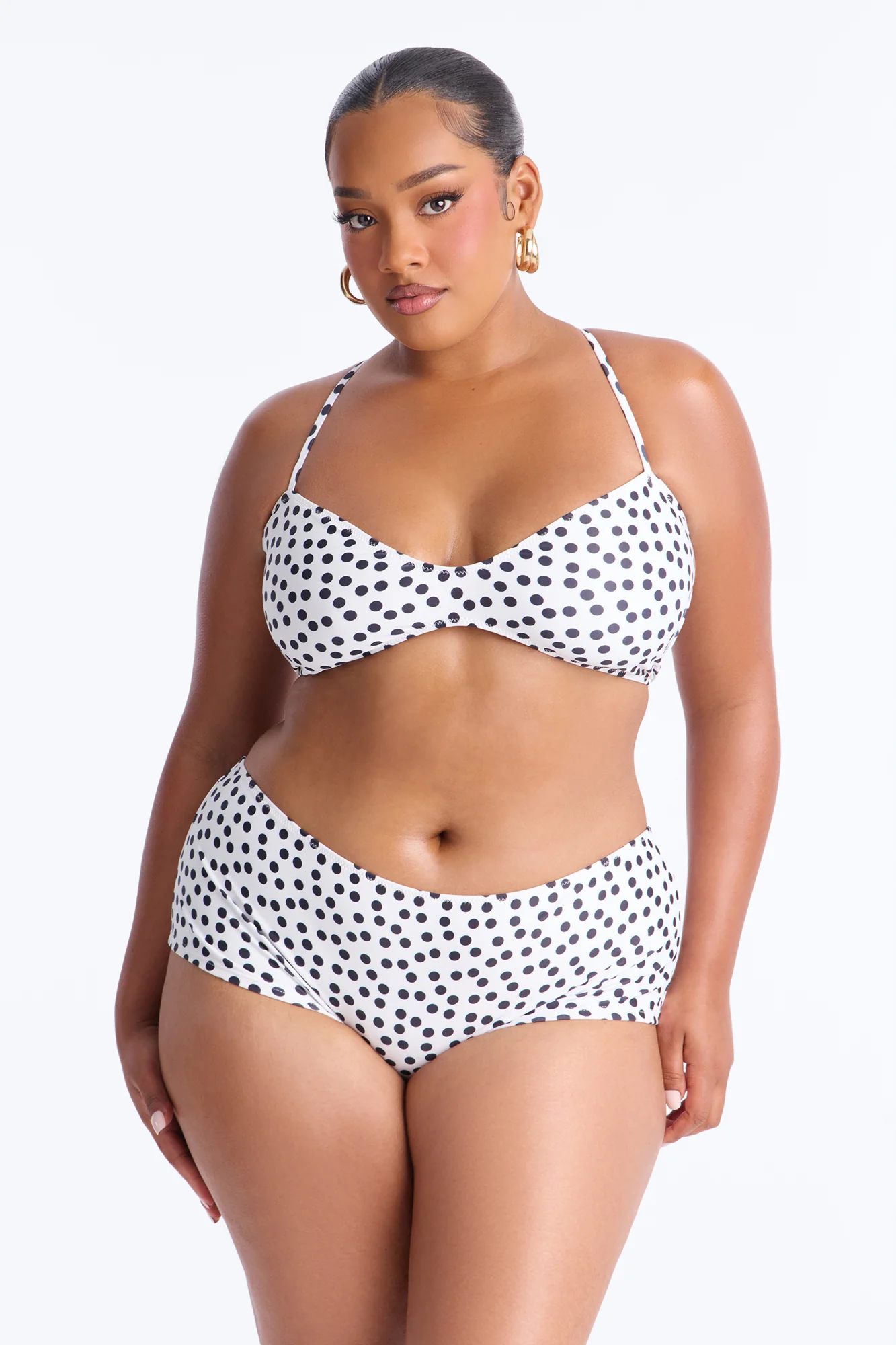 Warm Vacay Sheer Flare Sleeve Front Tie Boyshort 3 Piece Bikini Set - White/Black - Image 9