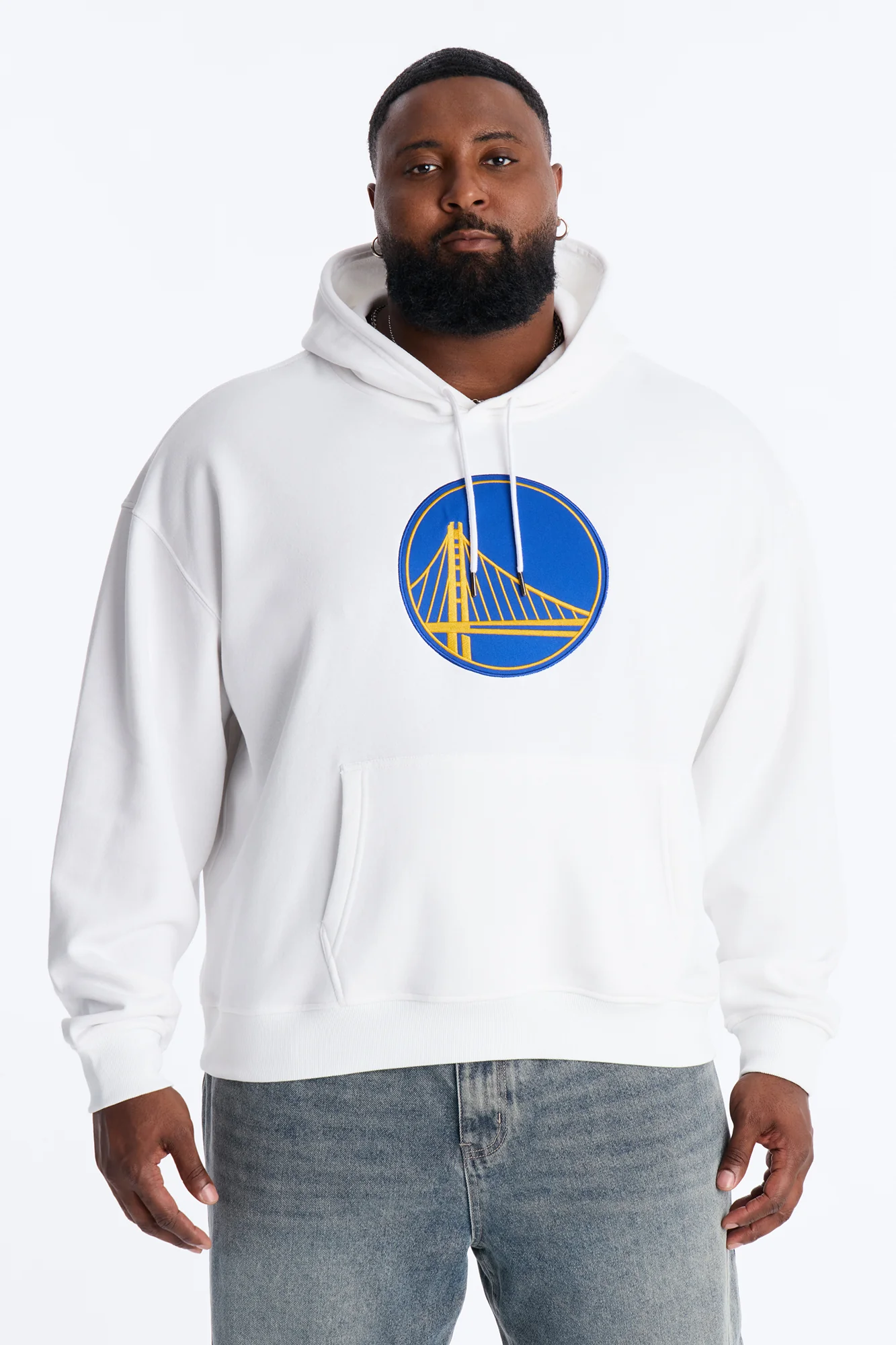 Warriors Old English Embroidery Hoodie - White - Image 5