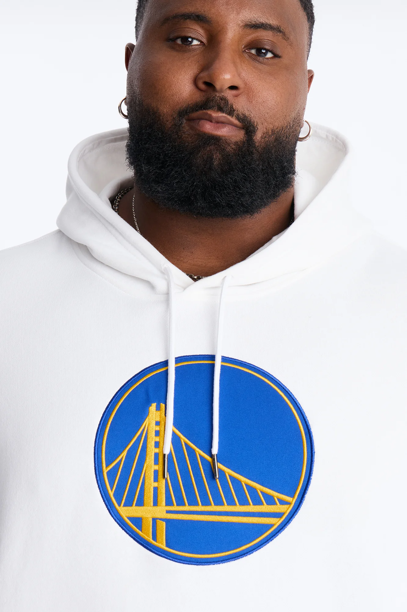 Warriors Old English Embroidery Hoodie - White - Image 7