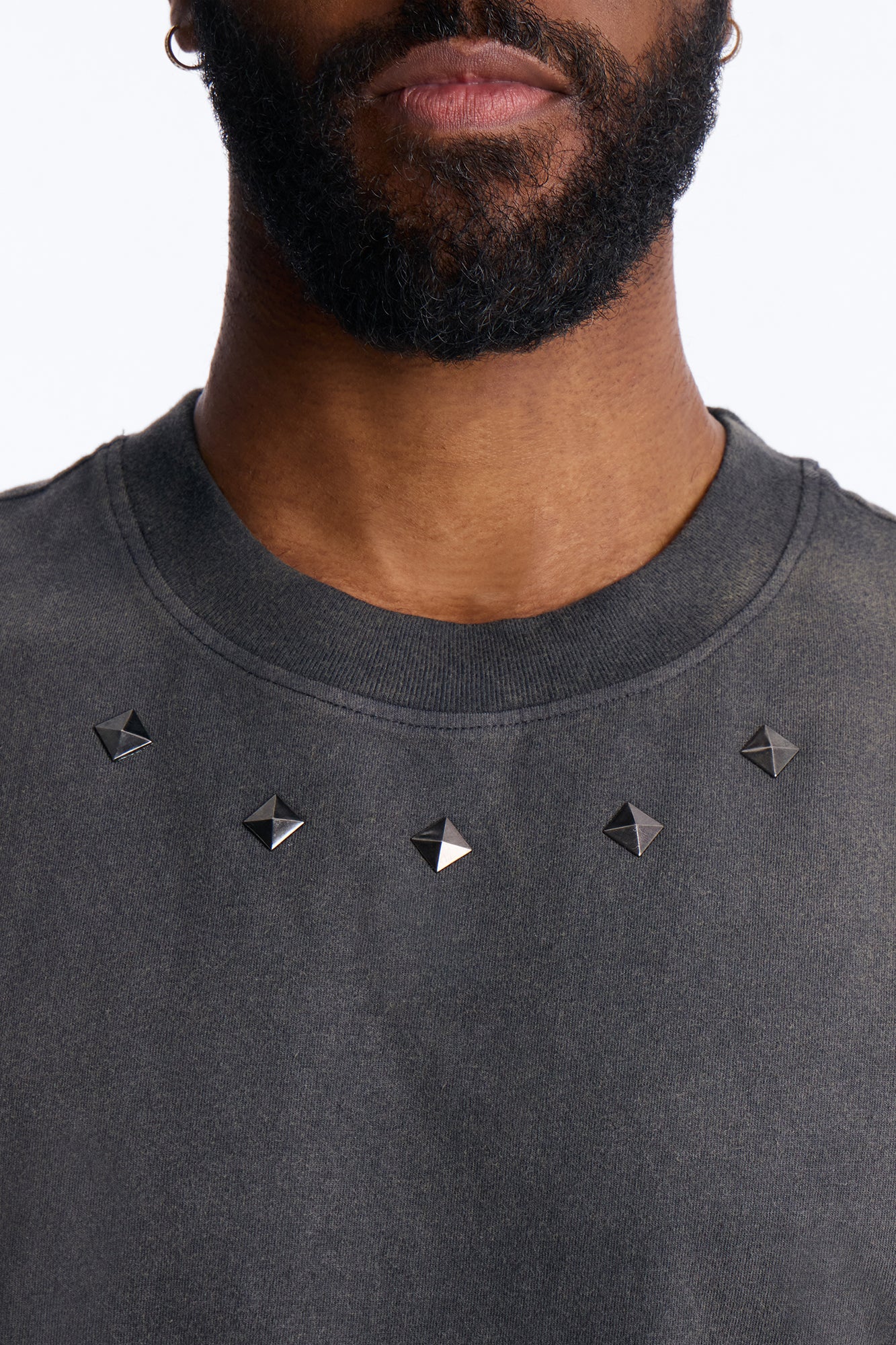 Washed Embellished Muscle Tee - Black - Image 3