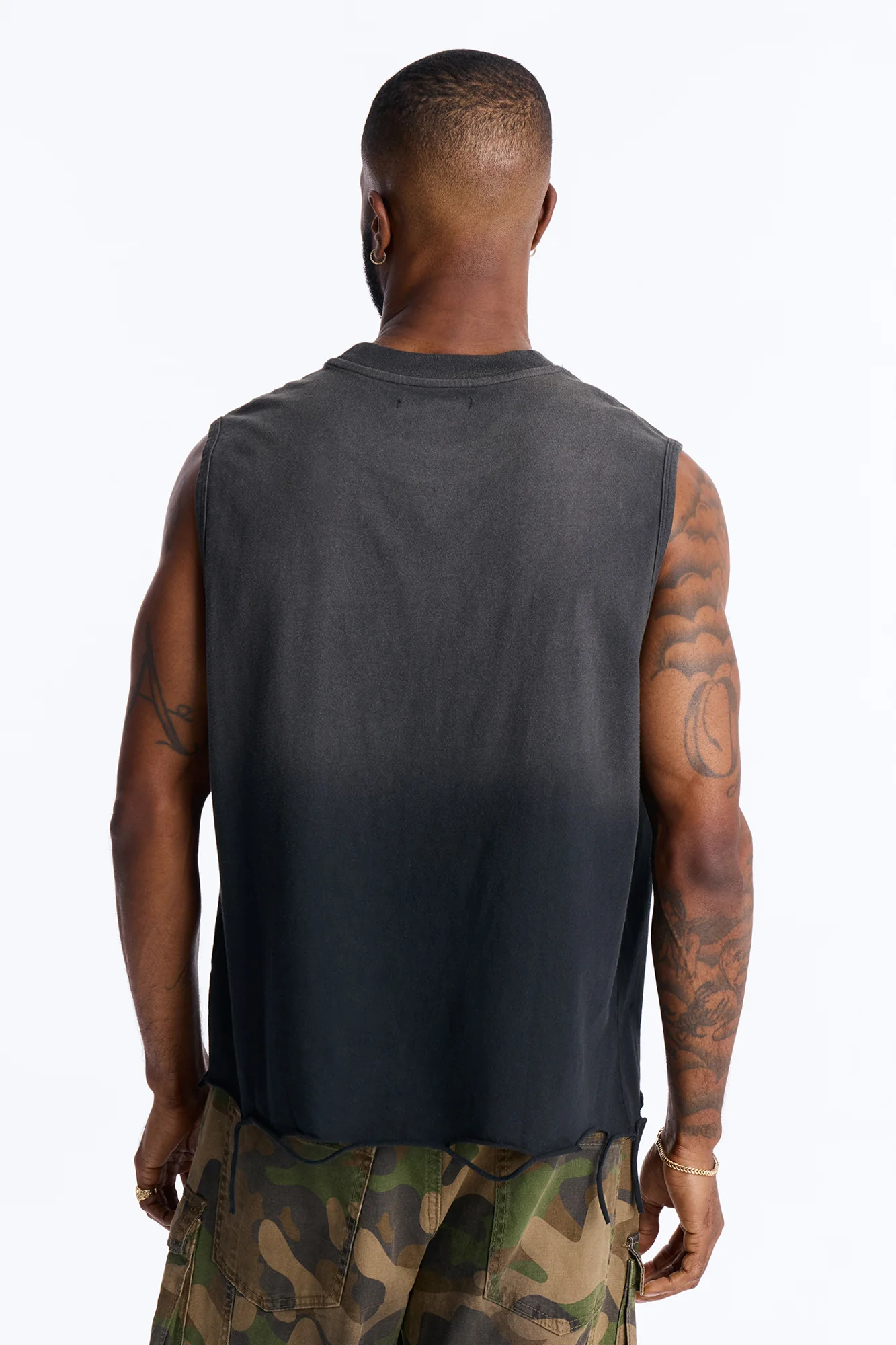 Washed Embellished Muscle Tee - Black - Image 5