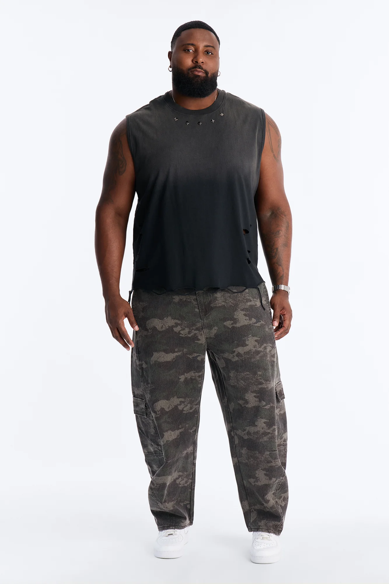 Washed Embellished Muscle Tee - Black - Image 7