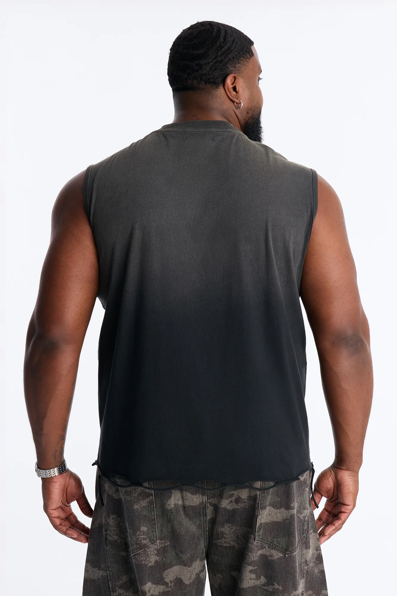 Washed Embellished Muscle Tee - Black - Image 9