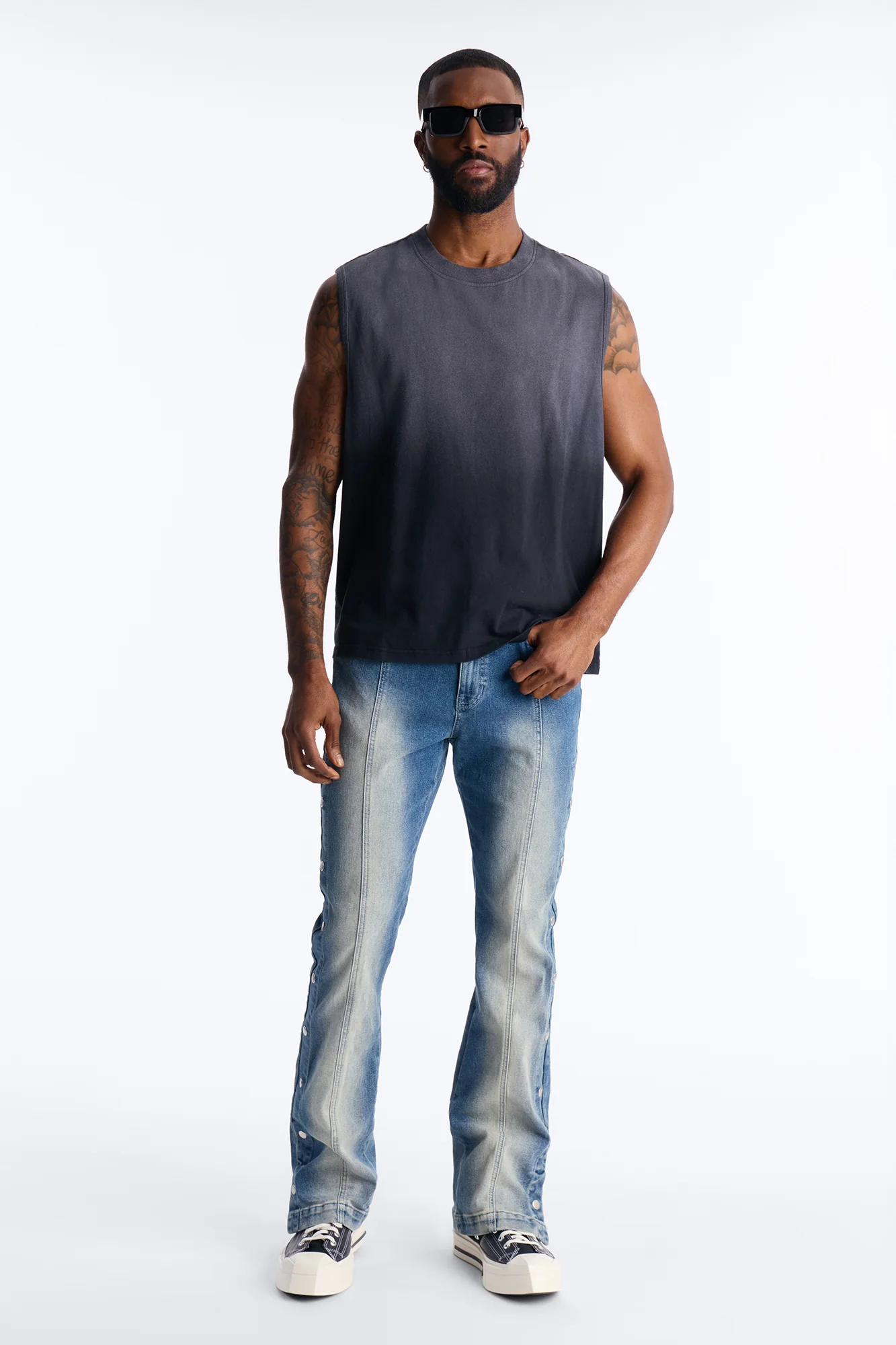 Washed Muscle Tee - Black - Image 2