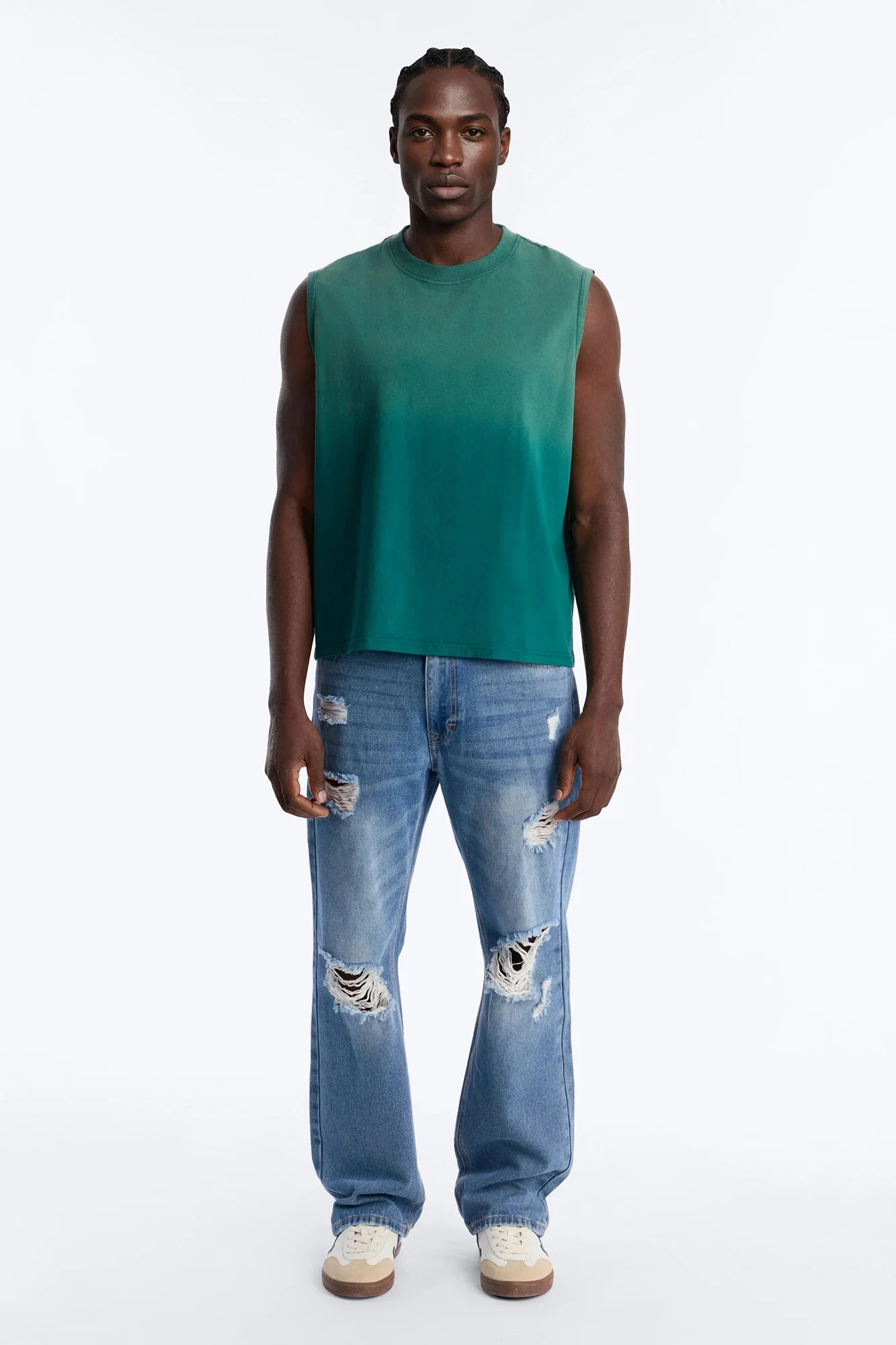 Washed Muscle Tee - Hunter Green - Image 2