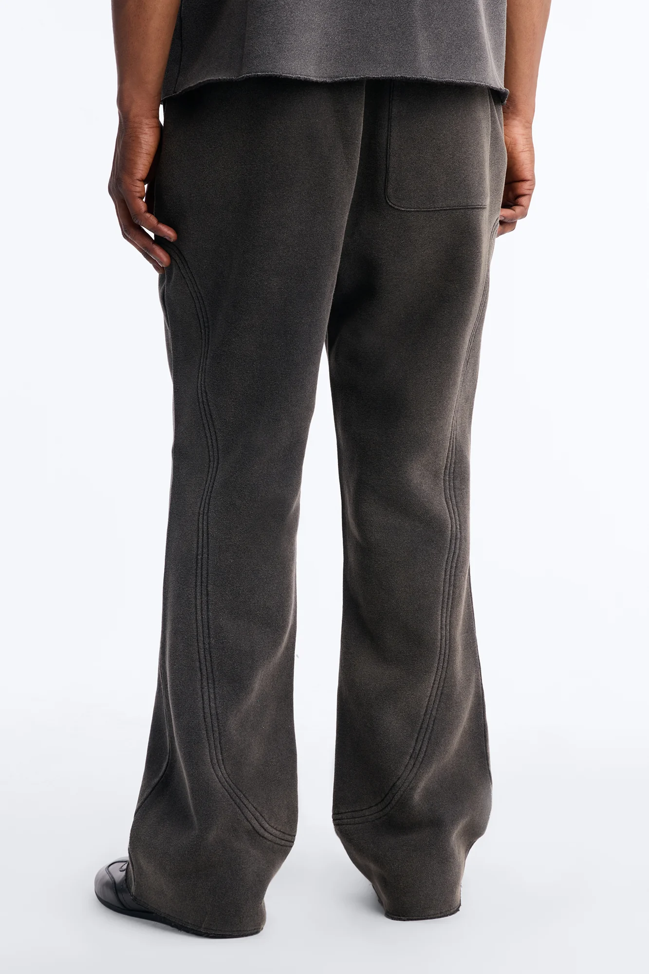 Washed Raw Edge Flare Sweatpant - Black Wash - Image 6