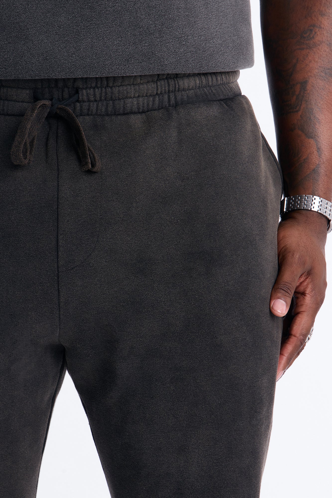 Washed Raw Edge Flare Sweatpant - Black Wash - Image 9
