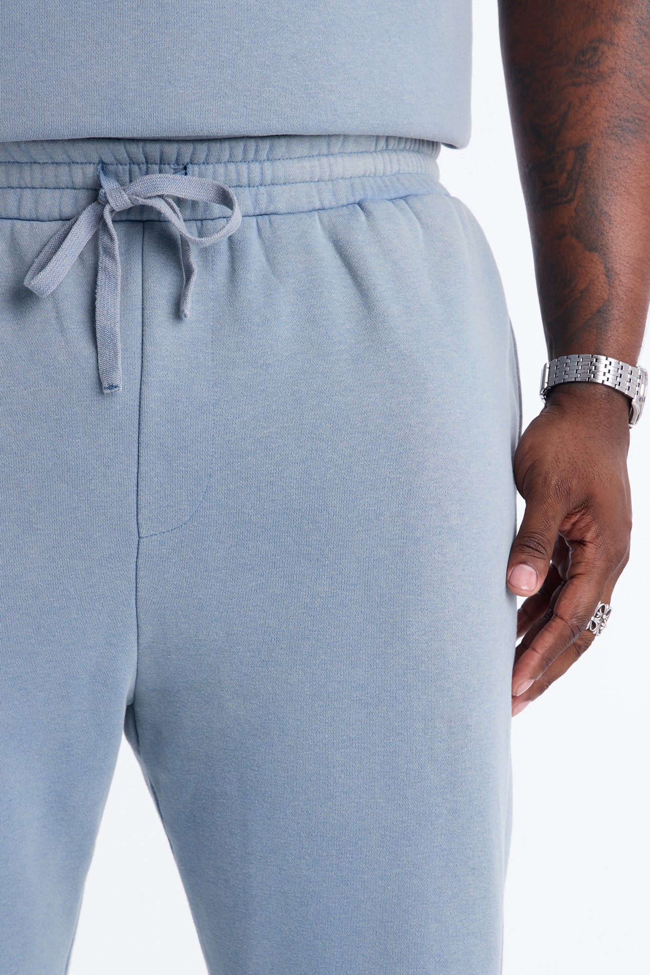 Washed Raw Edge Flare Sweatpant - Slate Blue - Image 7