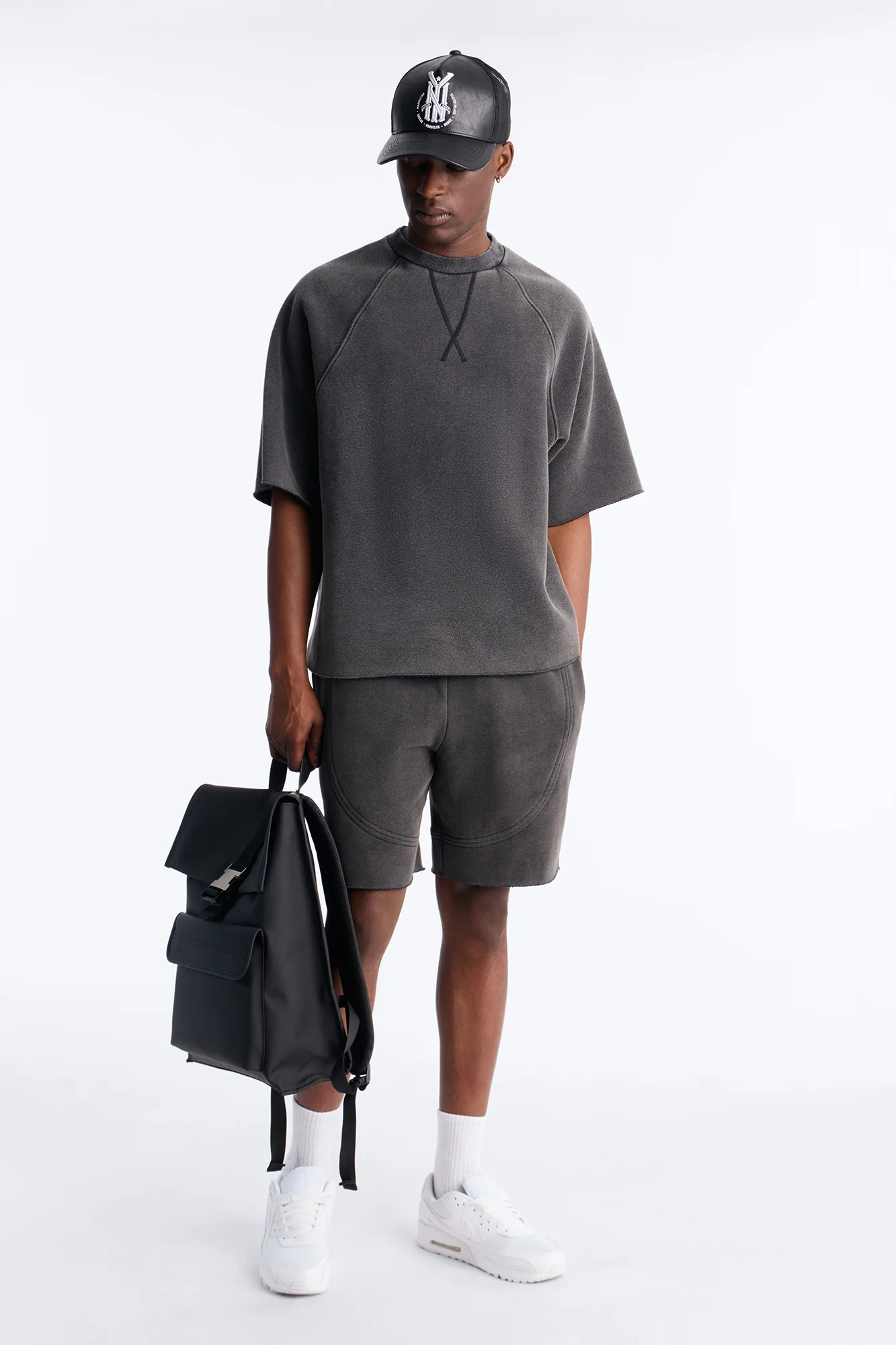 Washed Raw Edge Oversized Tee - Black Wash - Image 2
