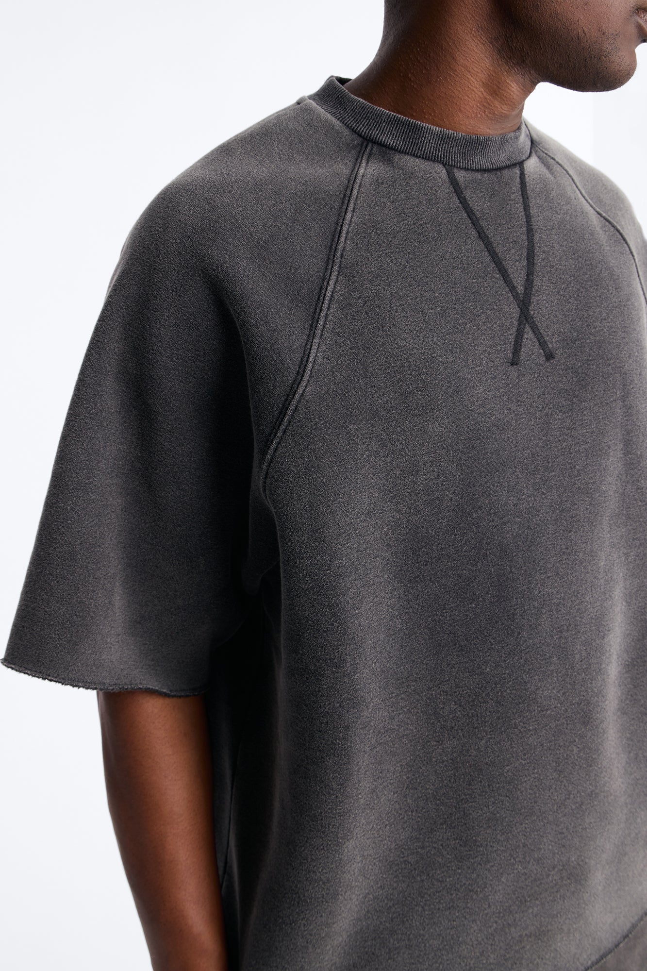 Washed Raw Edge Oversized Tee - Black Wash - Image 3