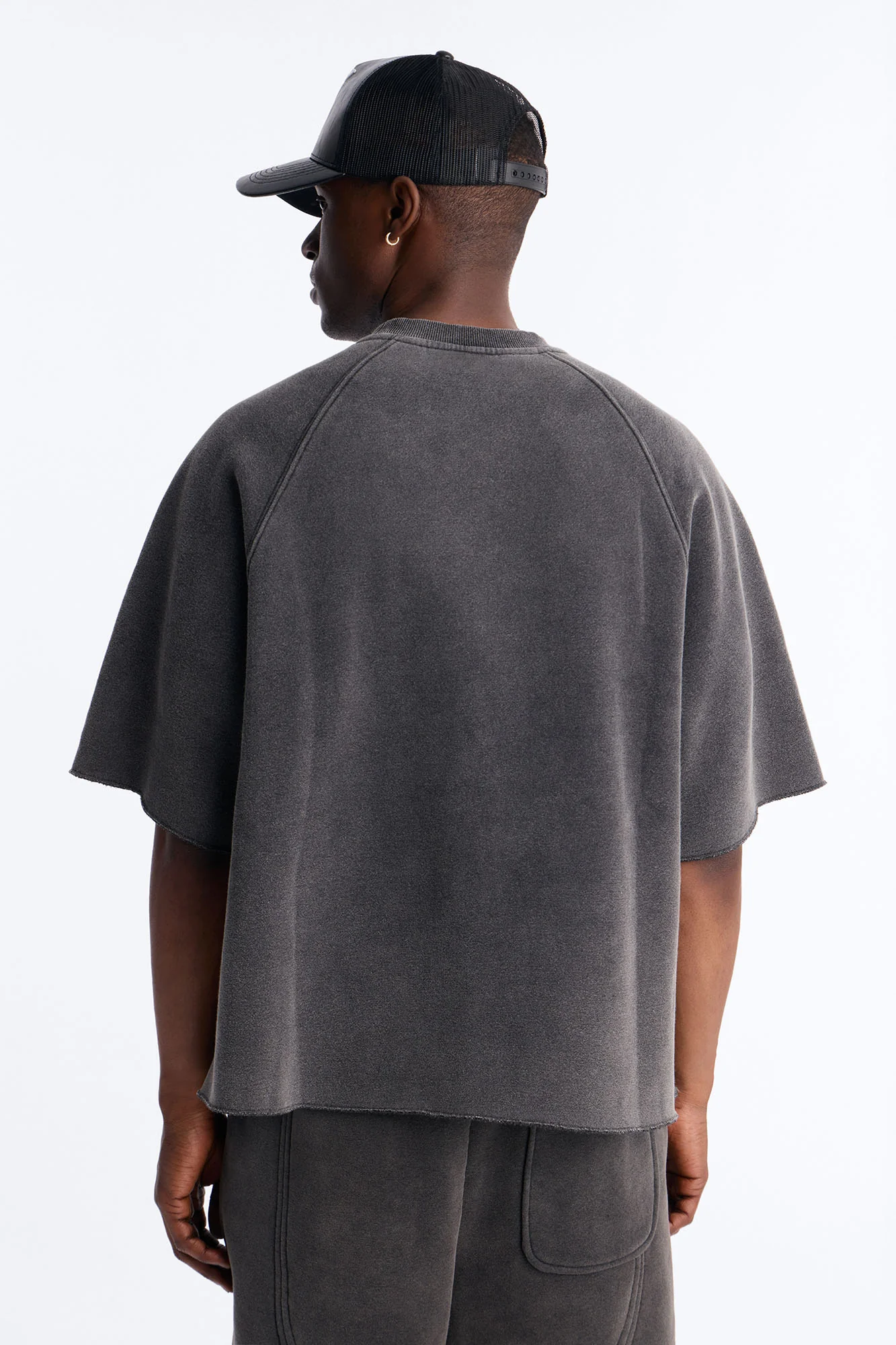 Washed Raw Edge Oversized Tee - Black Wash - Image 4