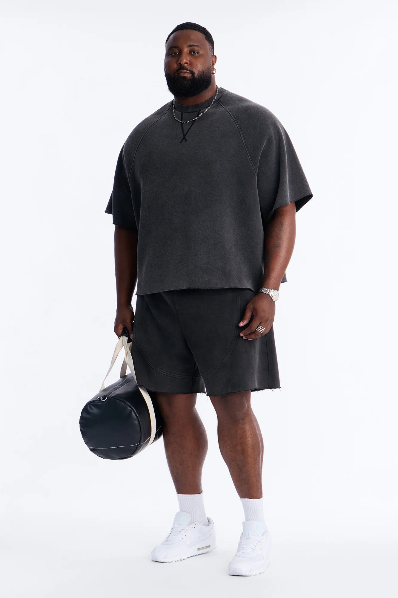 Washed Raw Edge Oversized Tee - Black Wash - Image 6