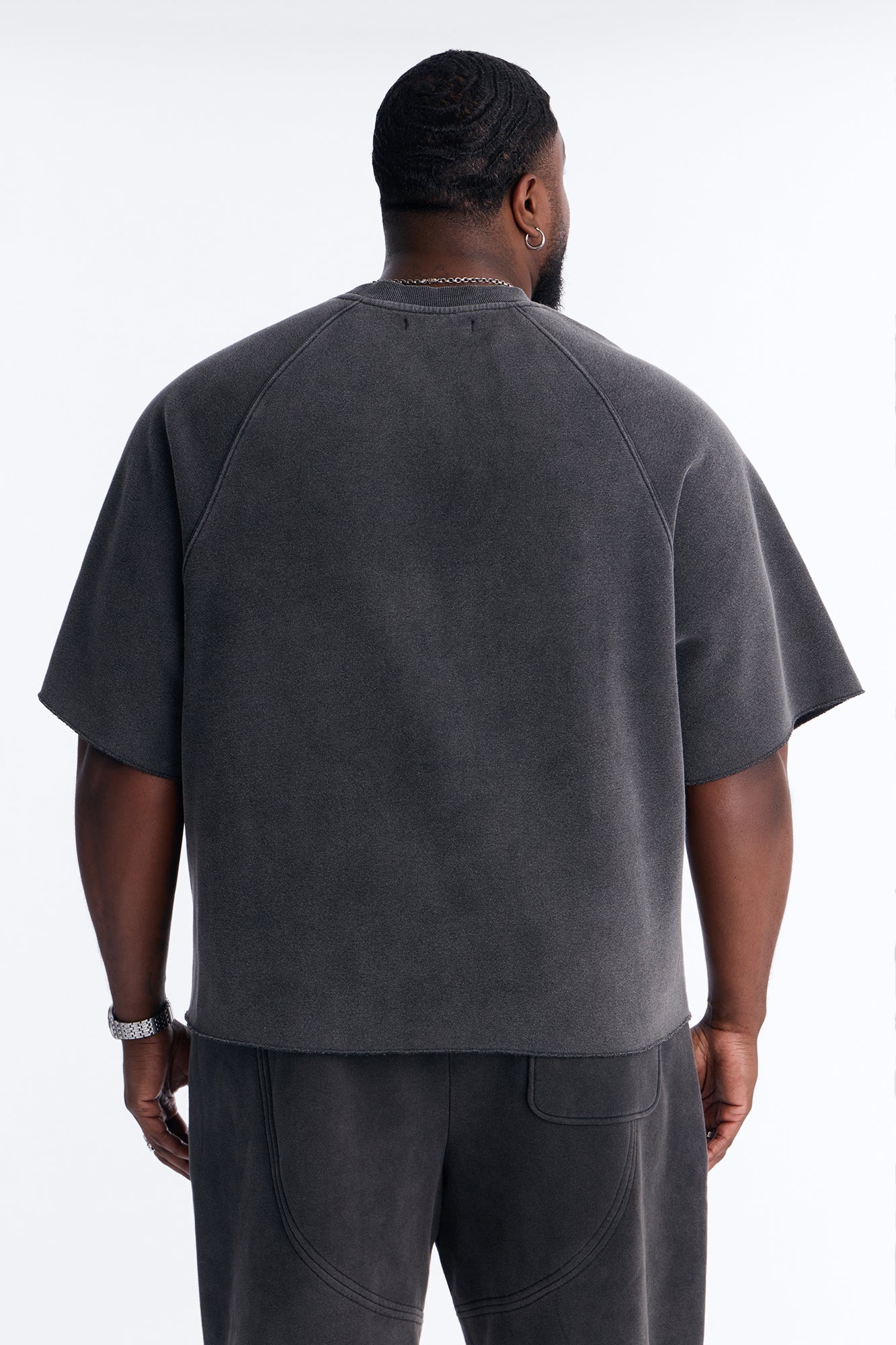 Washed Raw Edge Oversized Tee - Black Wash - Image 8