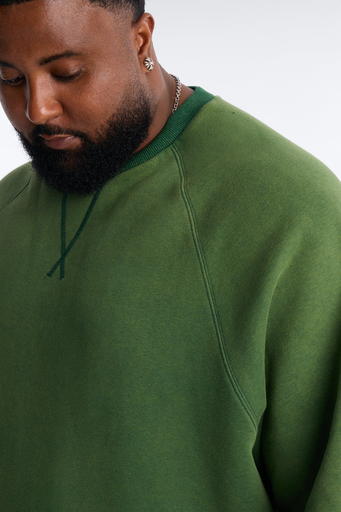 Washed Raw Edge Oversized Tee - Green - Image 7