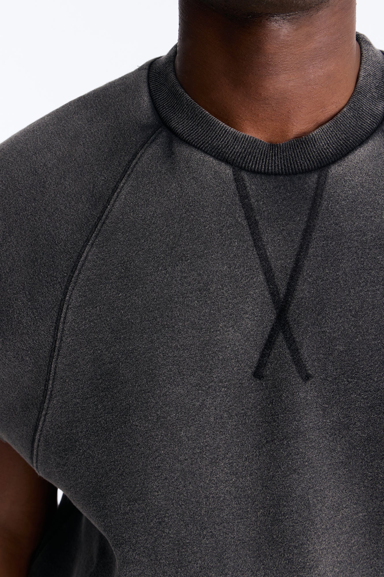 Washed Raw Edge Relaxed Muscle Tee - Black Wash - Image 3