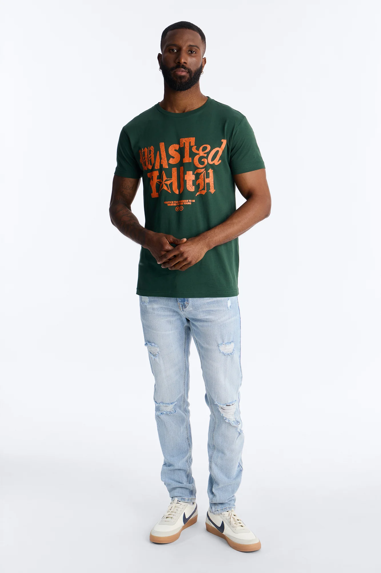 Wasted Youth Rockstar Short Sleeve Tee - Green - Image 2