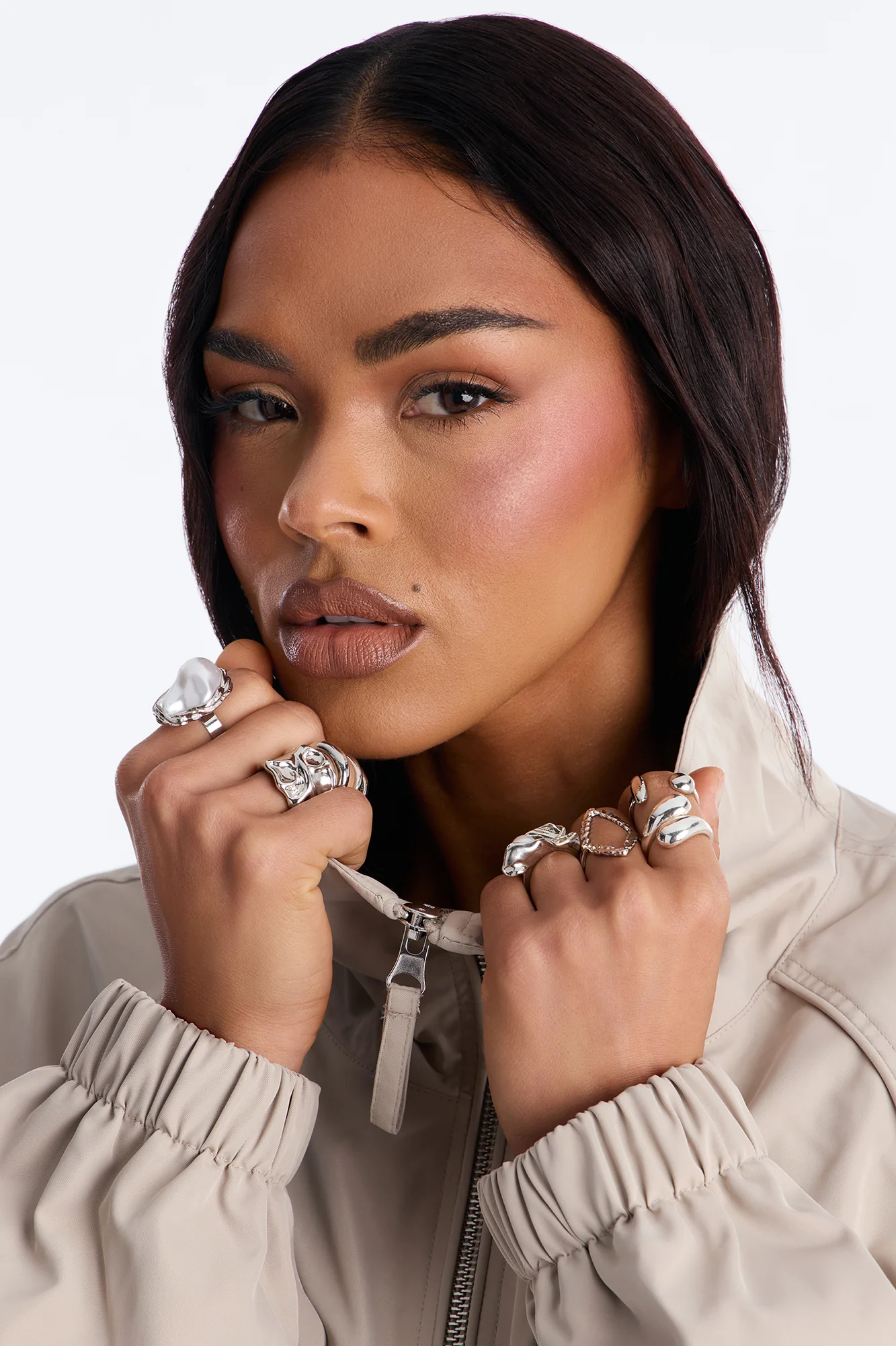 Water Pearl 8 Piece Multi Ring Set - Silver - Image 2