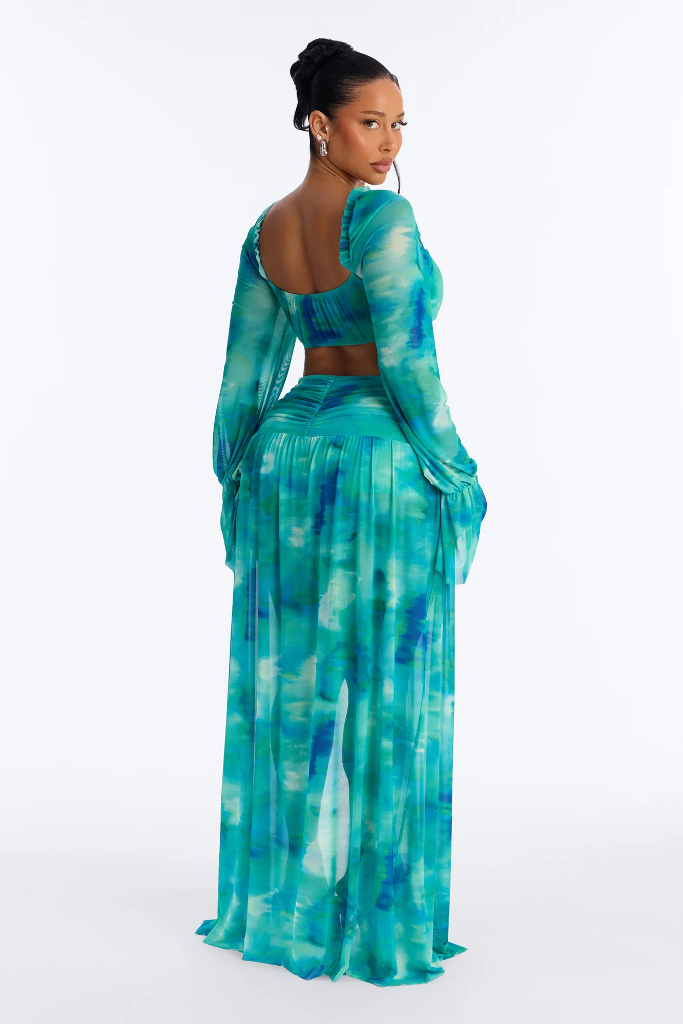 Wave Goodbye Mesh Skirt Set - Green/combo - Image 4