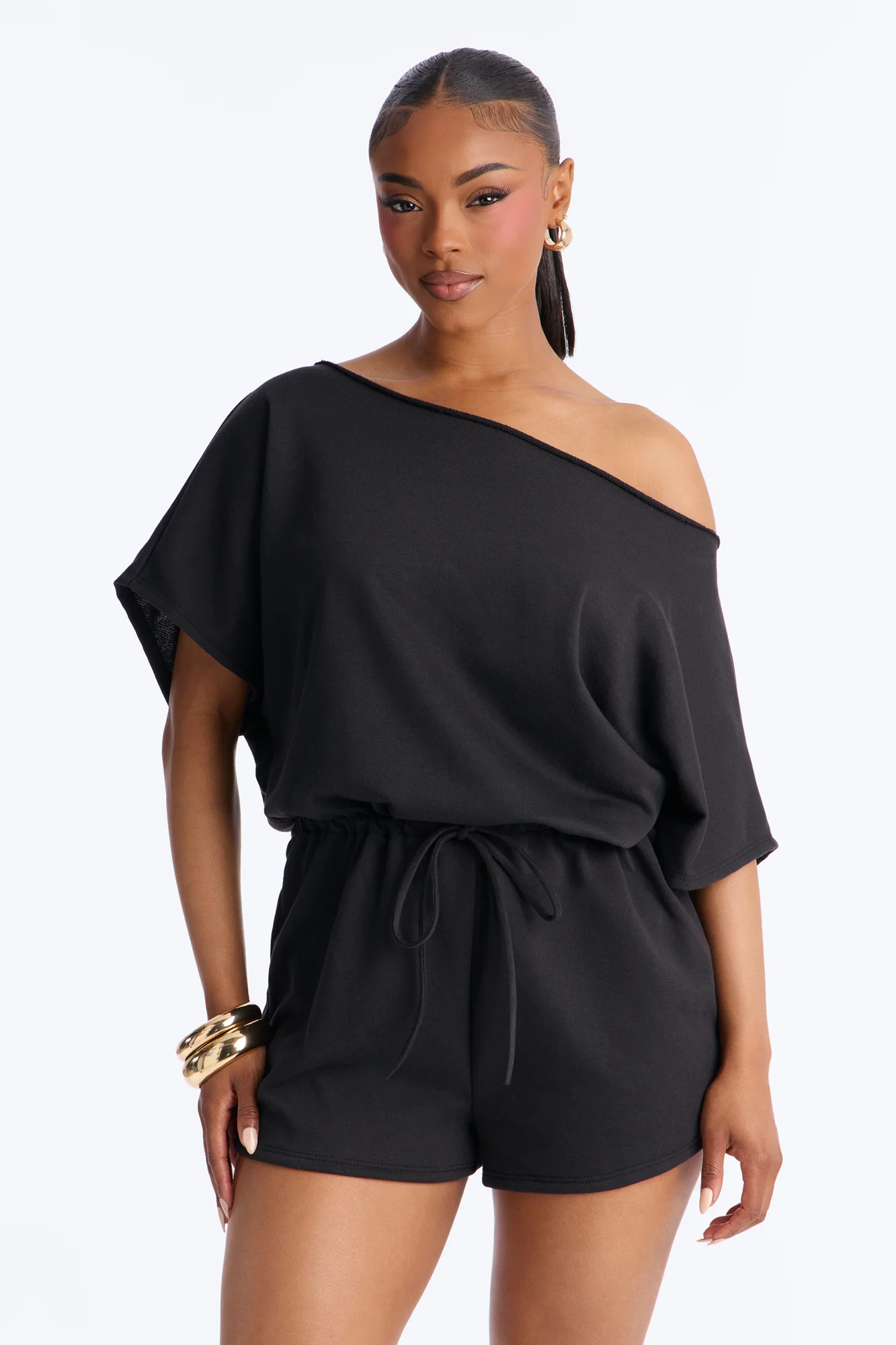 Weekend Away Off Shoulder Romper - Black