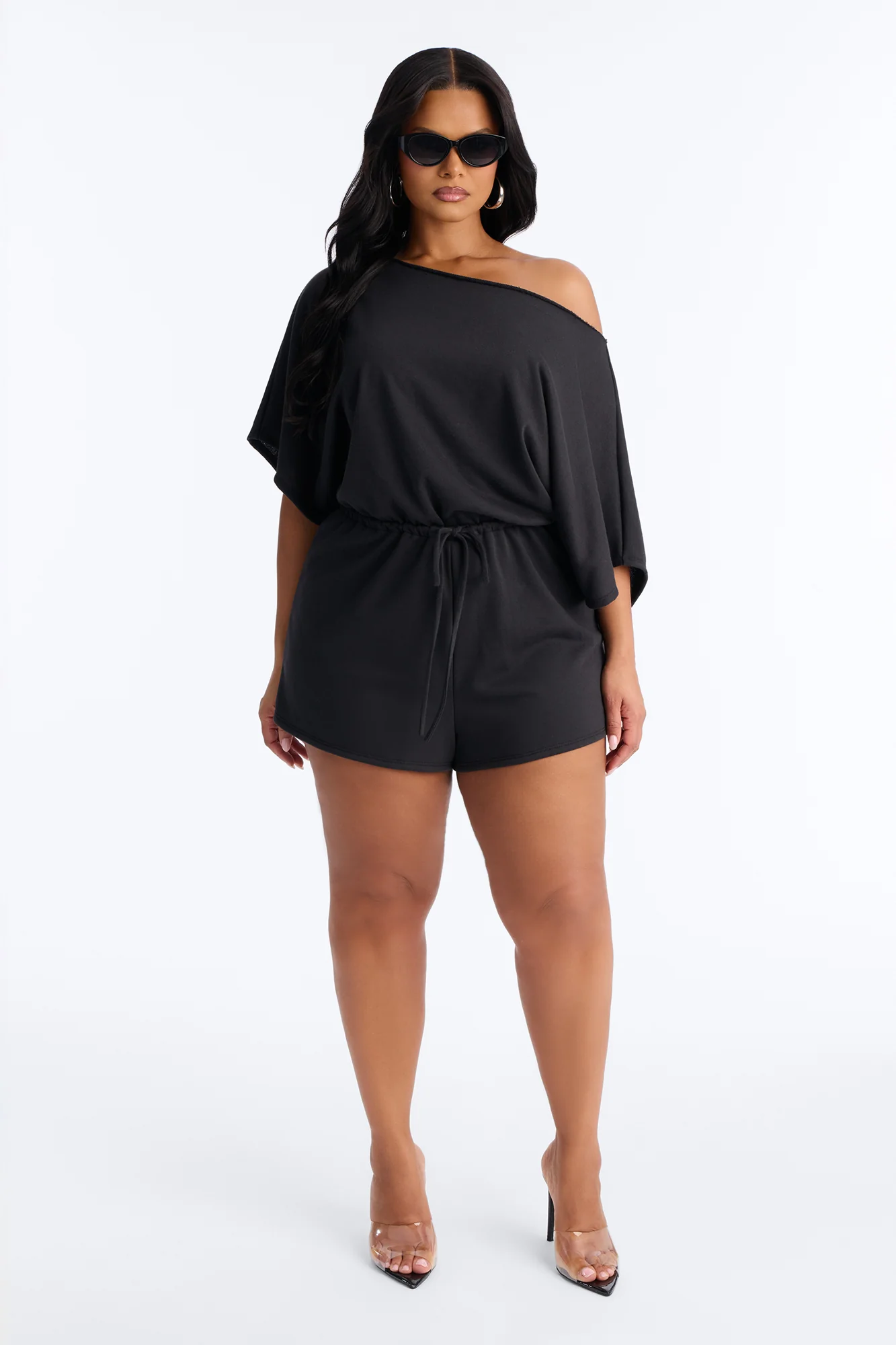 Weekend Away Off Shoulder Romper - Black - Image 6