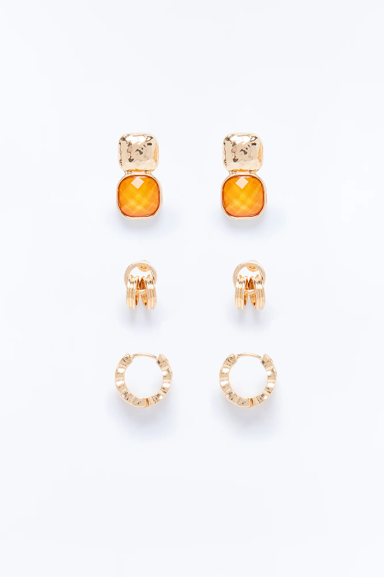 Weekend Escape 3 Pair Earring Set - Gold/Orange