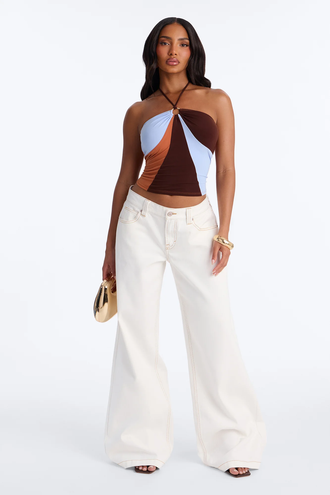 Weekend Fun Hardware Halter Top - Brown/combo - Image 2