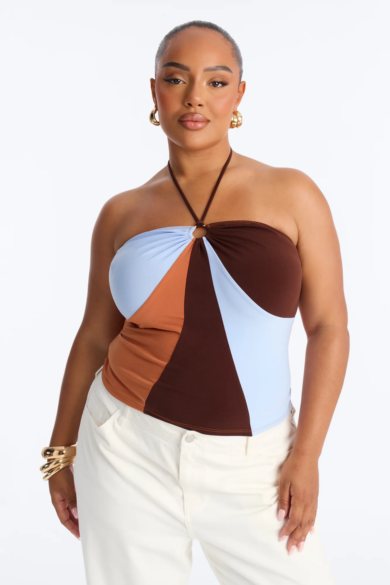 Weekend Fun Hardware Halter Top - Brown/combo - Image 5